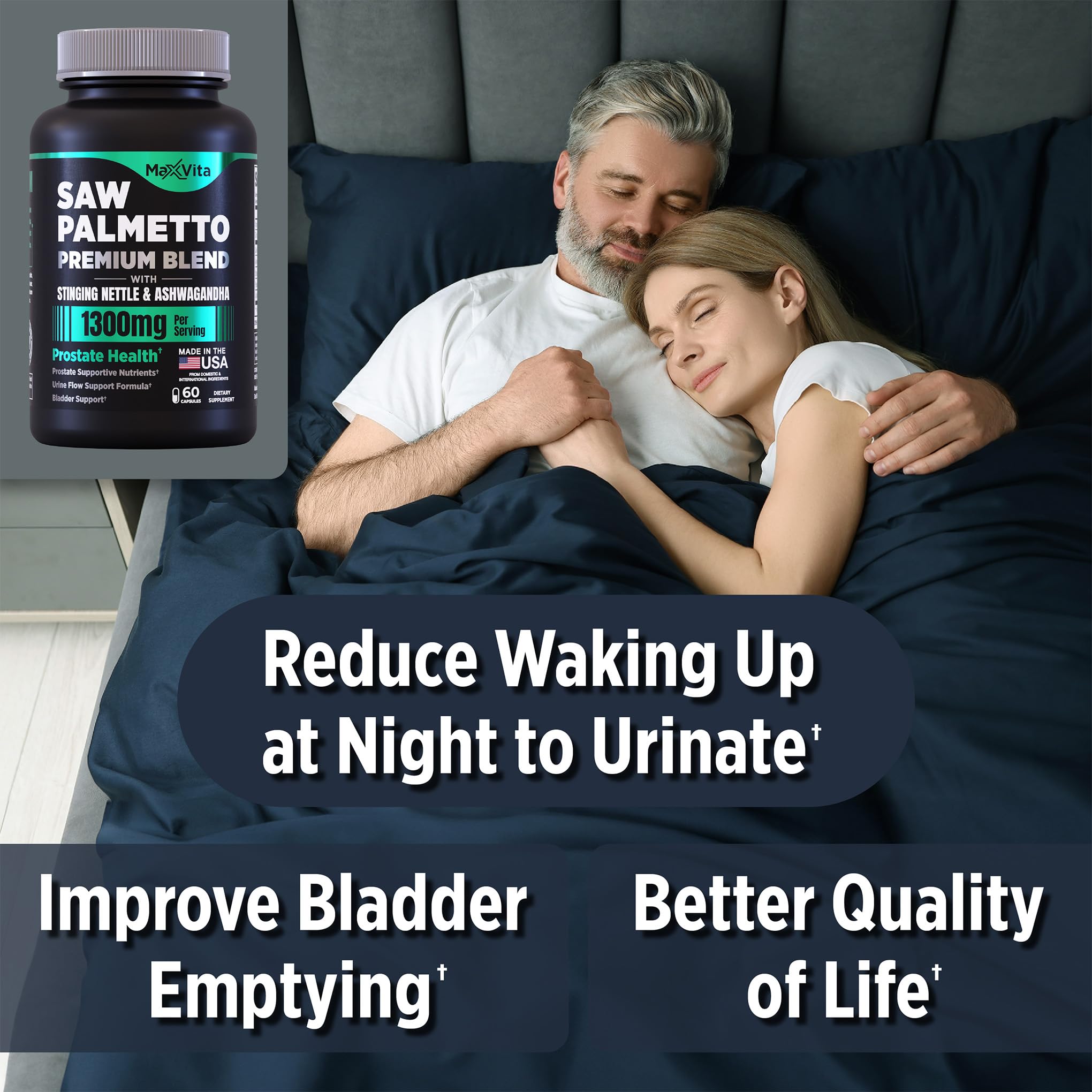 MaxVita Saw Palmetto Premium Blend bottle side view