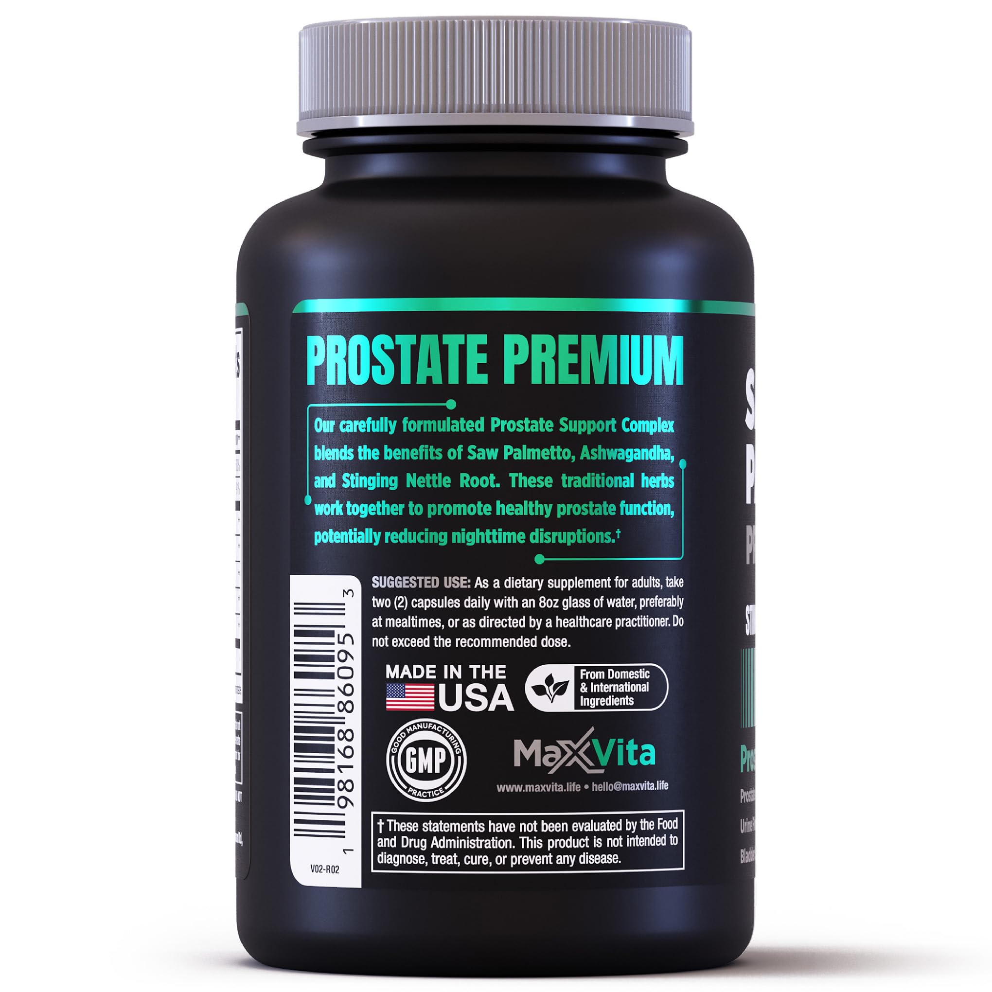 MaxVita Saw Palmetto Premium Blend packaging details