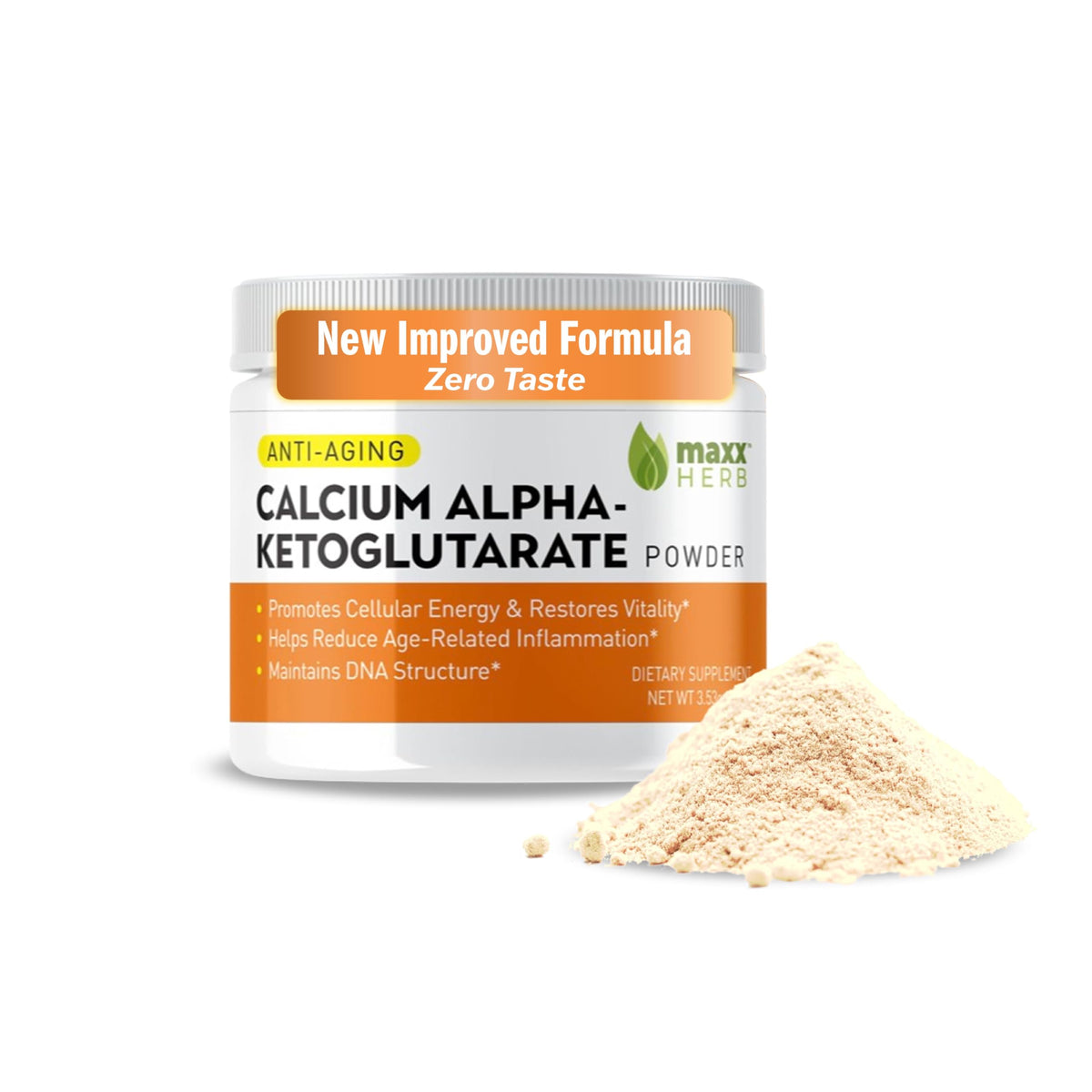 Maxx Herb Calcium Alpha-Ketoglutarate Powder jar front view