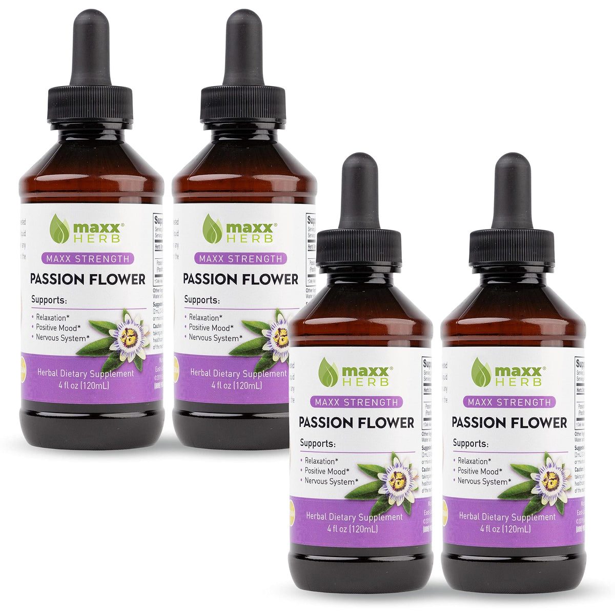 Maxx Herb Passion Flower Extract 4 oz bottle front view