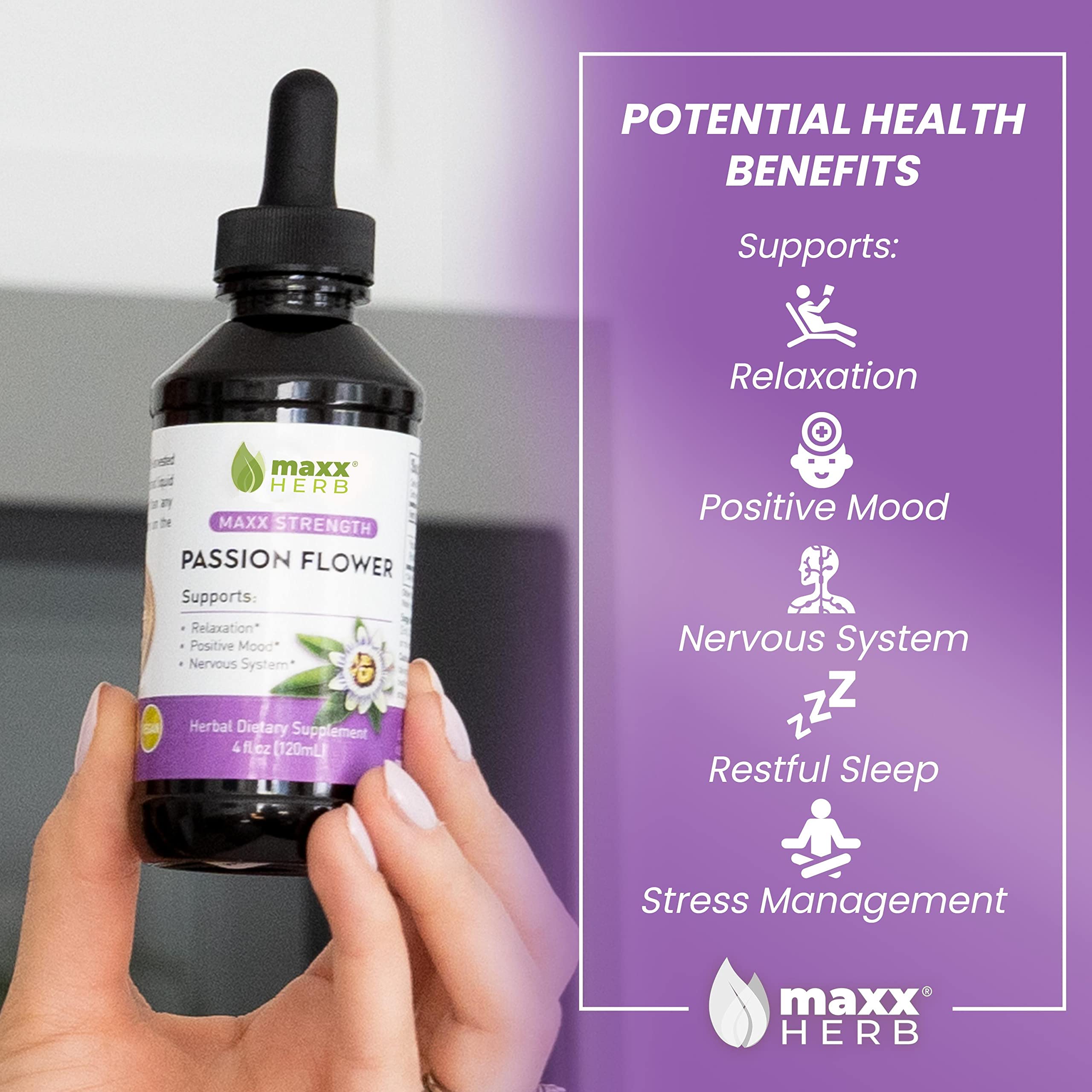 Maxx Herb Passion Flower Extract ingredients list on bottle