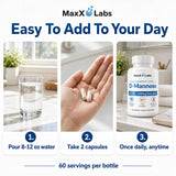 MaxX Labs D-Mannose 1000mg capsules bottle top view