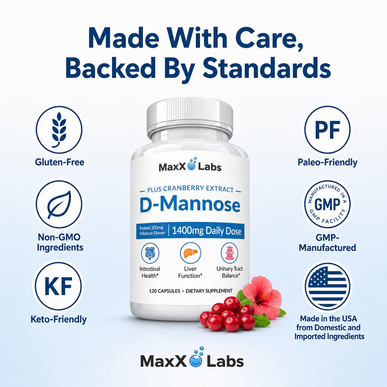 MaxX Labs D-Mannose 1000mg capsules lifestyle scene