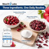 MaxX Labs D-Mannose 1000mg capsules on a table