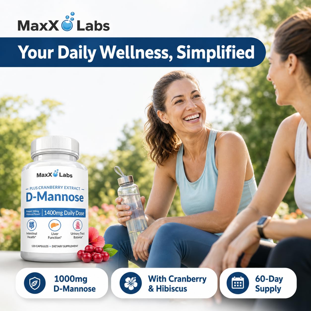 MaxX Labs D-Mannose 1000mg capsules side view