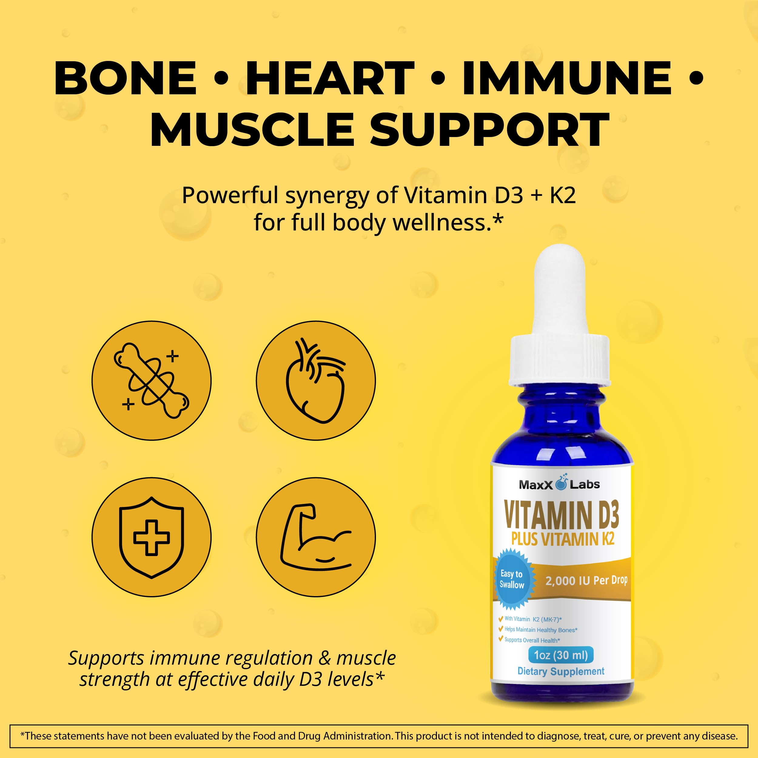 MaxX Labs Vitamin D3 K2 Drops 2000 IU ingredients list