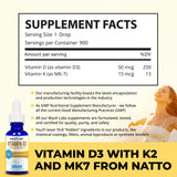 MaxX Labs Vitamin D3 K2 Drops 2000 IU label close-up
