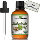 Mayan's Secret Sacha Inchi Oil 4oz dark amber bottle front view