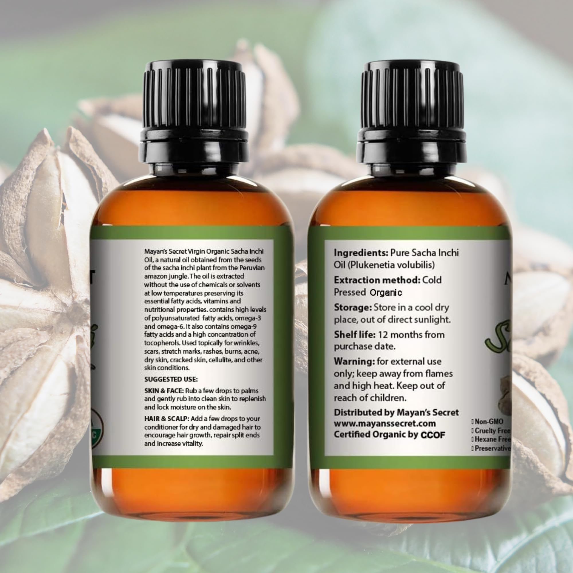 Mayan's Secret Sacha Inchi Oil with fresh herbs