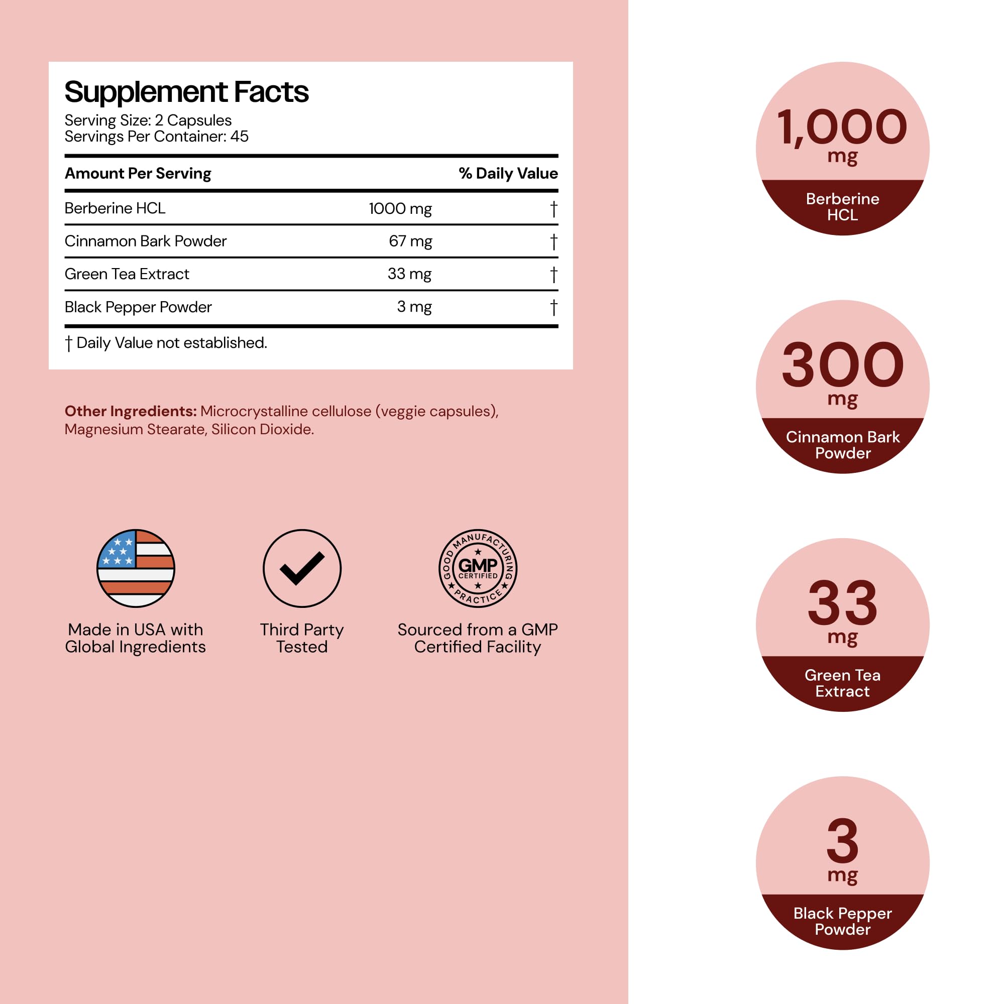 Mayfair Naturals Berberine Complex ingredients list