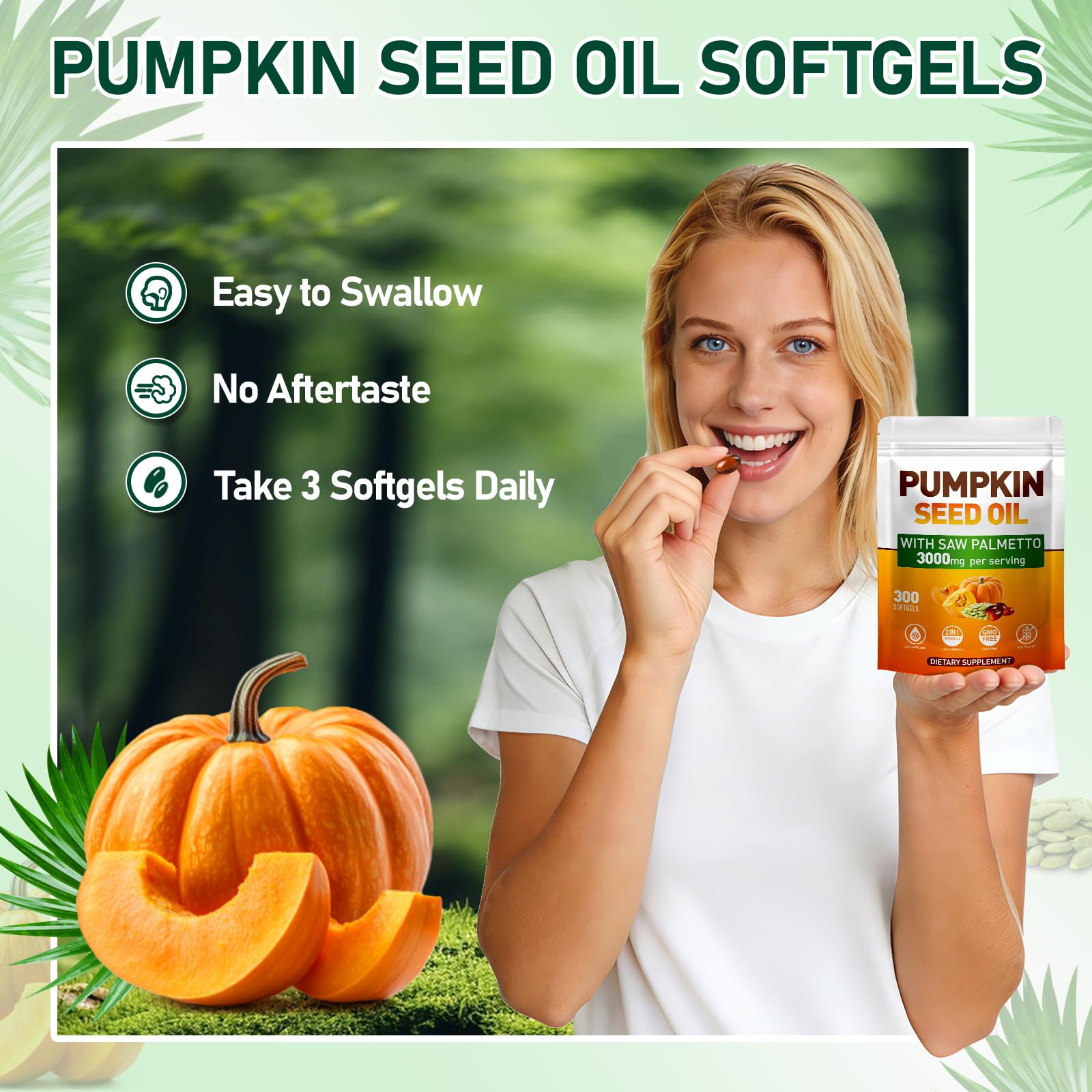 MAYMELOTON Pumpkin Seed Oil softgels with other supplements