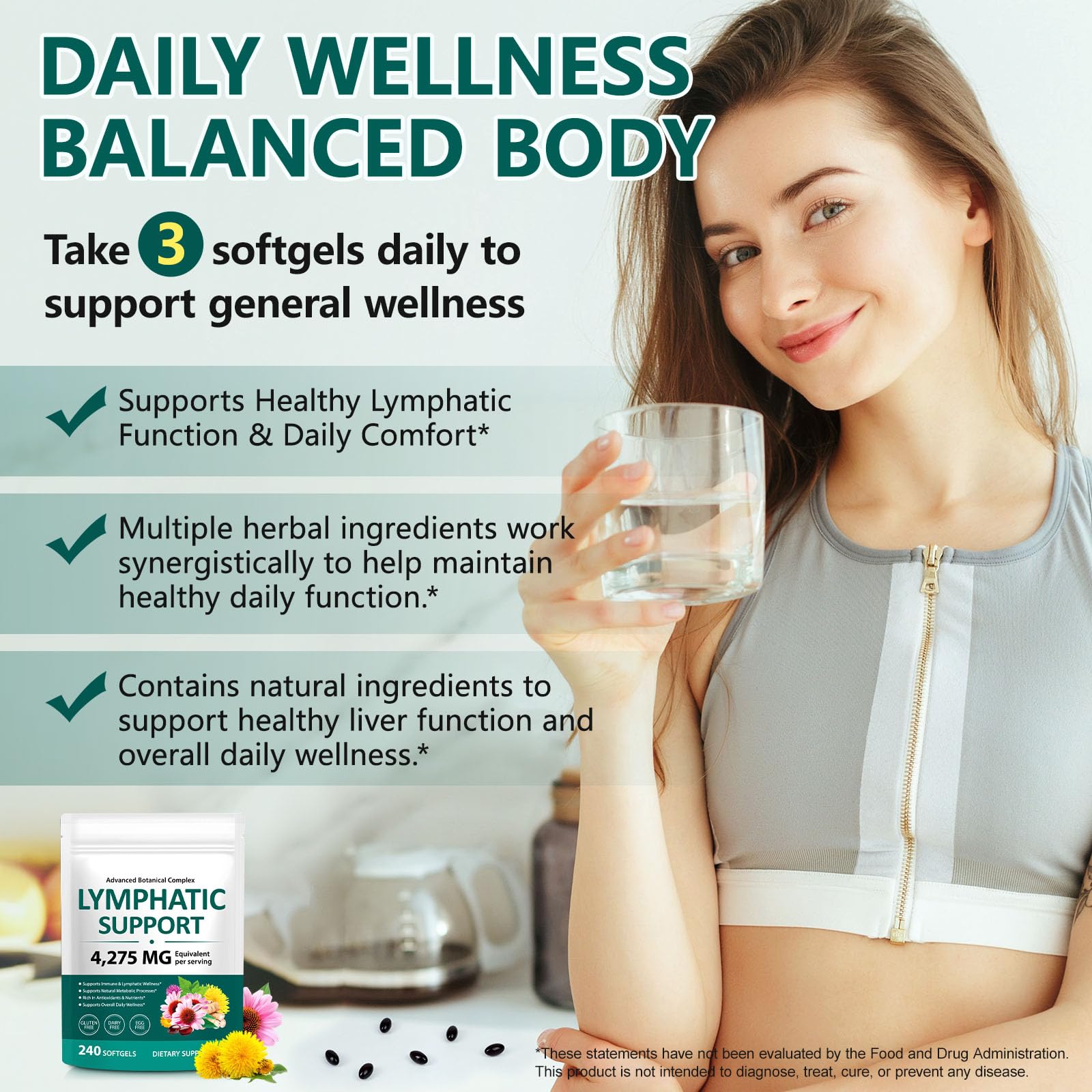 MAYPJHEH Echinacea 21-Plant Blend Softgels on a wooden table