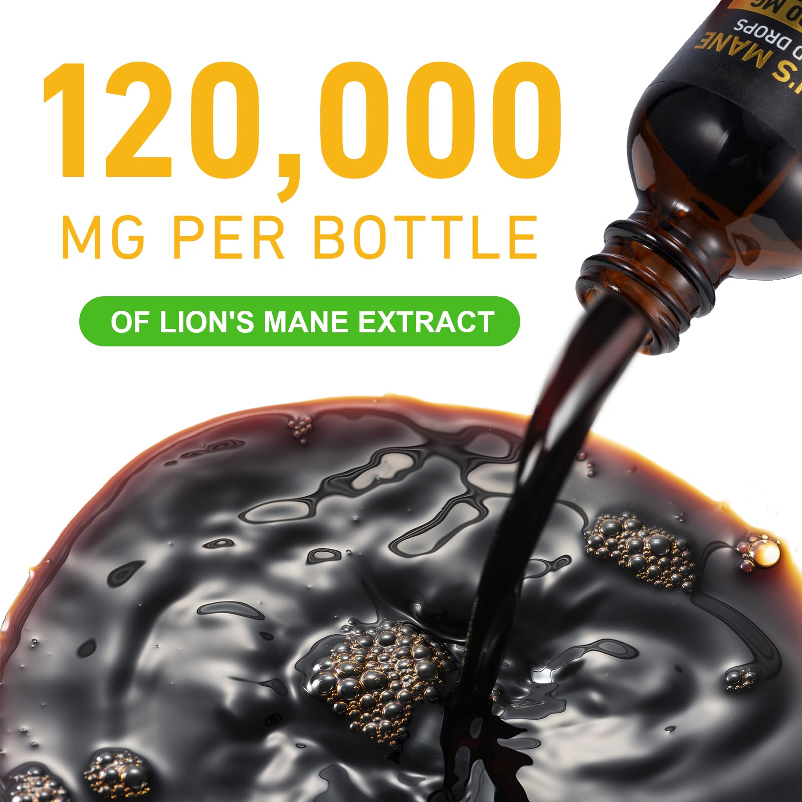 MAYPJHEH Lion's Mane Mushroom Drops side view of bottle