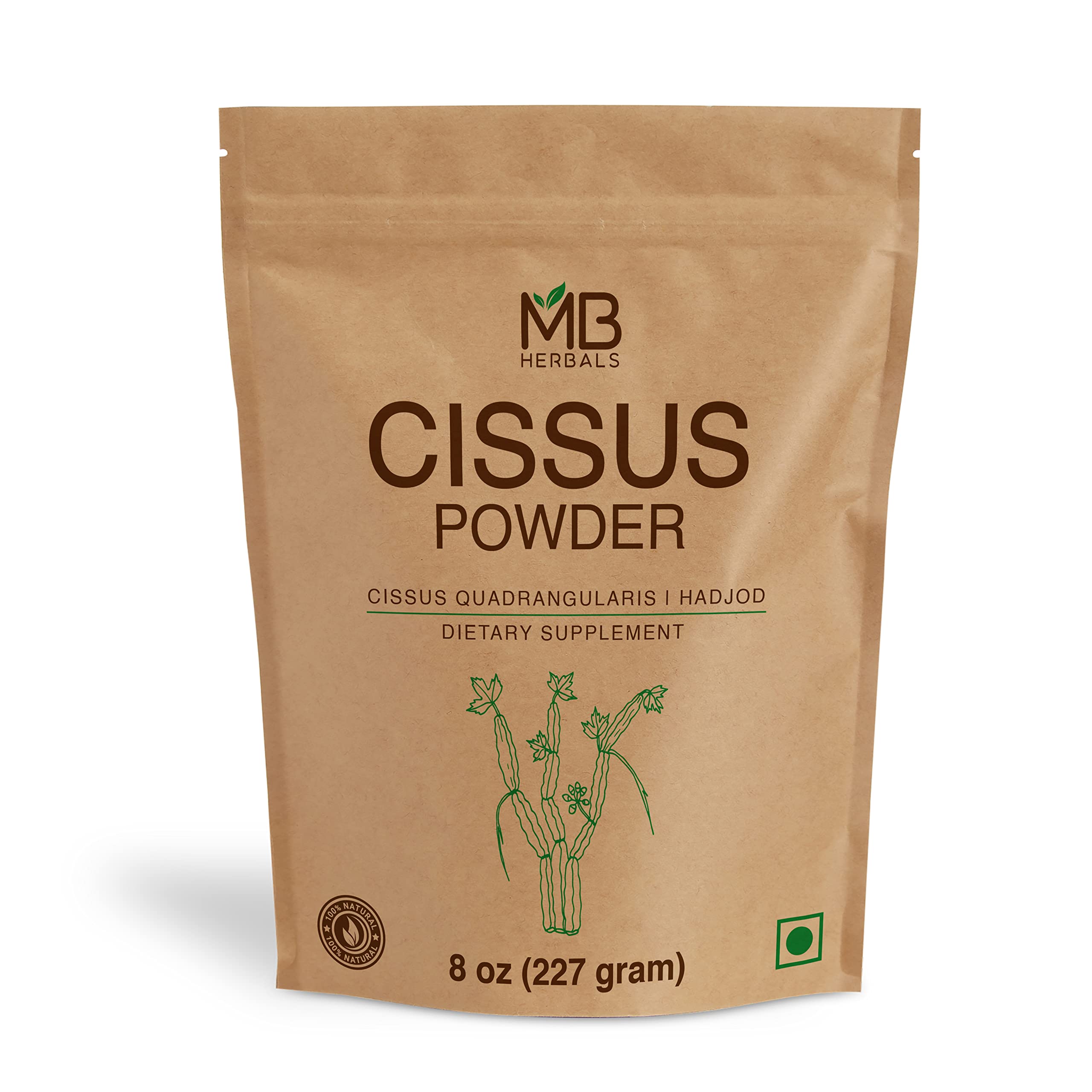 MB Herbals Cissus Powder 240g front view with packaging