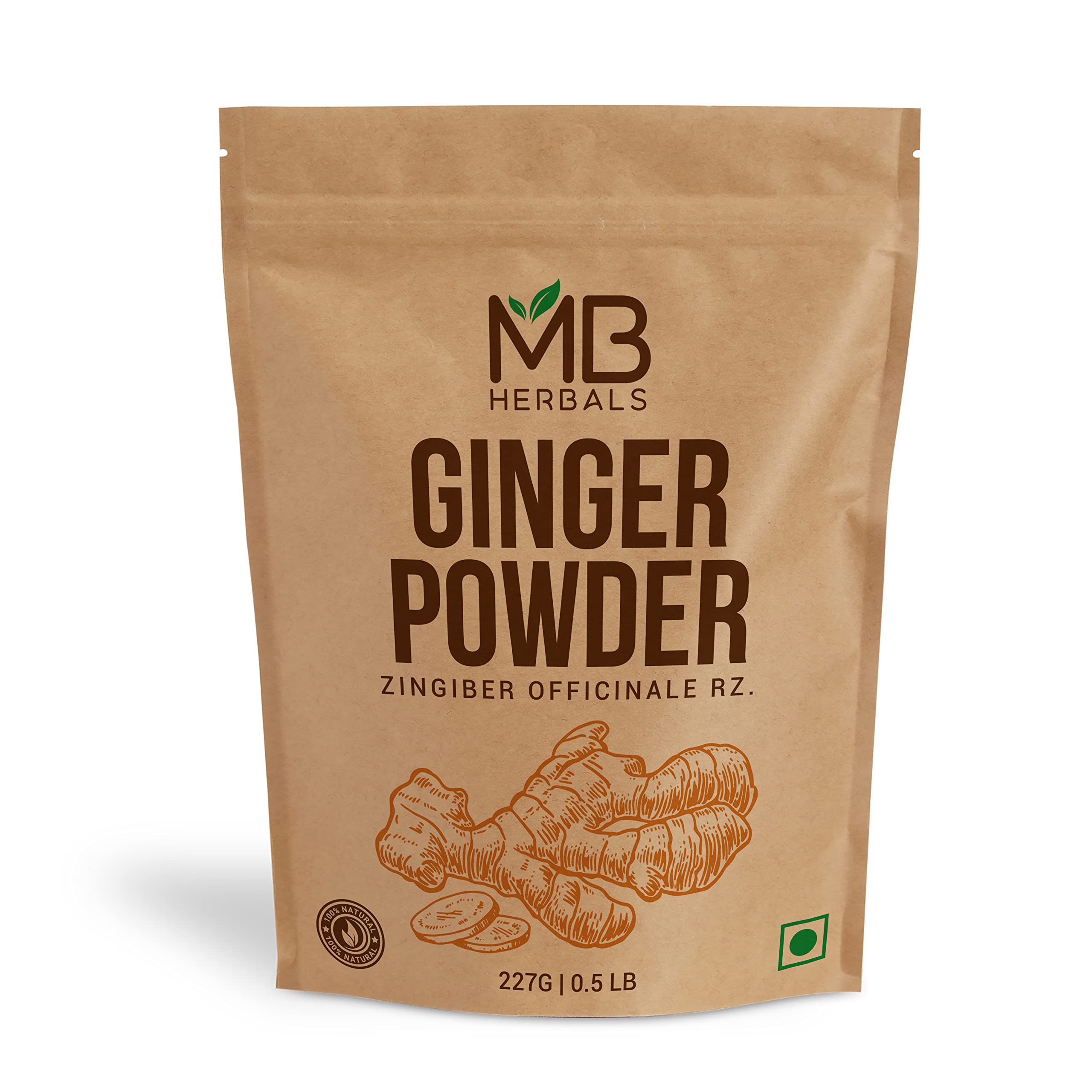 MB Herbals Ginger Supplement 227g front view