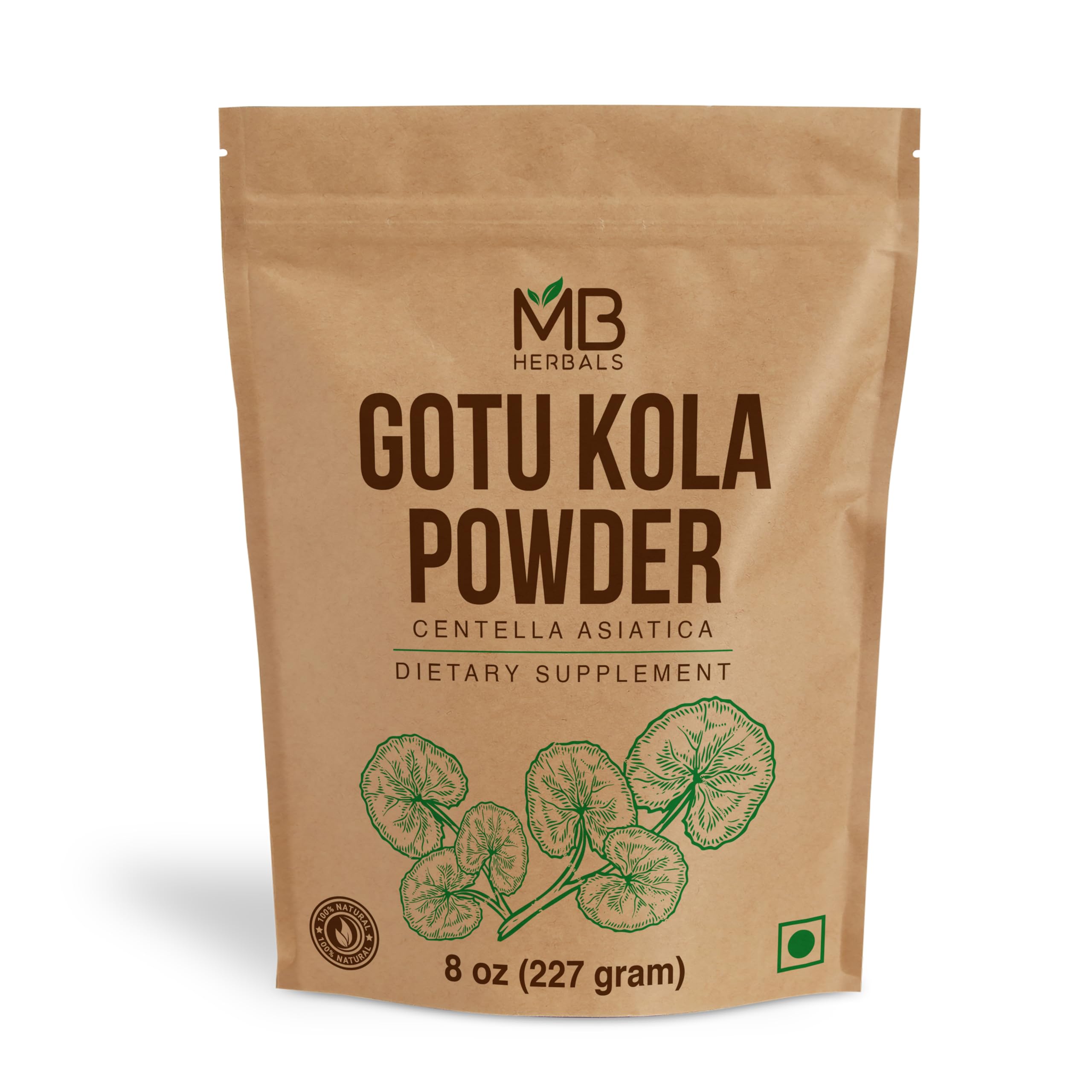 MB Herbals Gotu Kola Powder 227g front view packaging