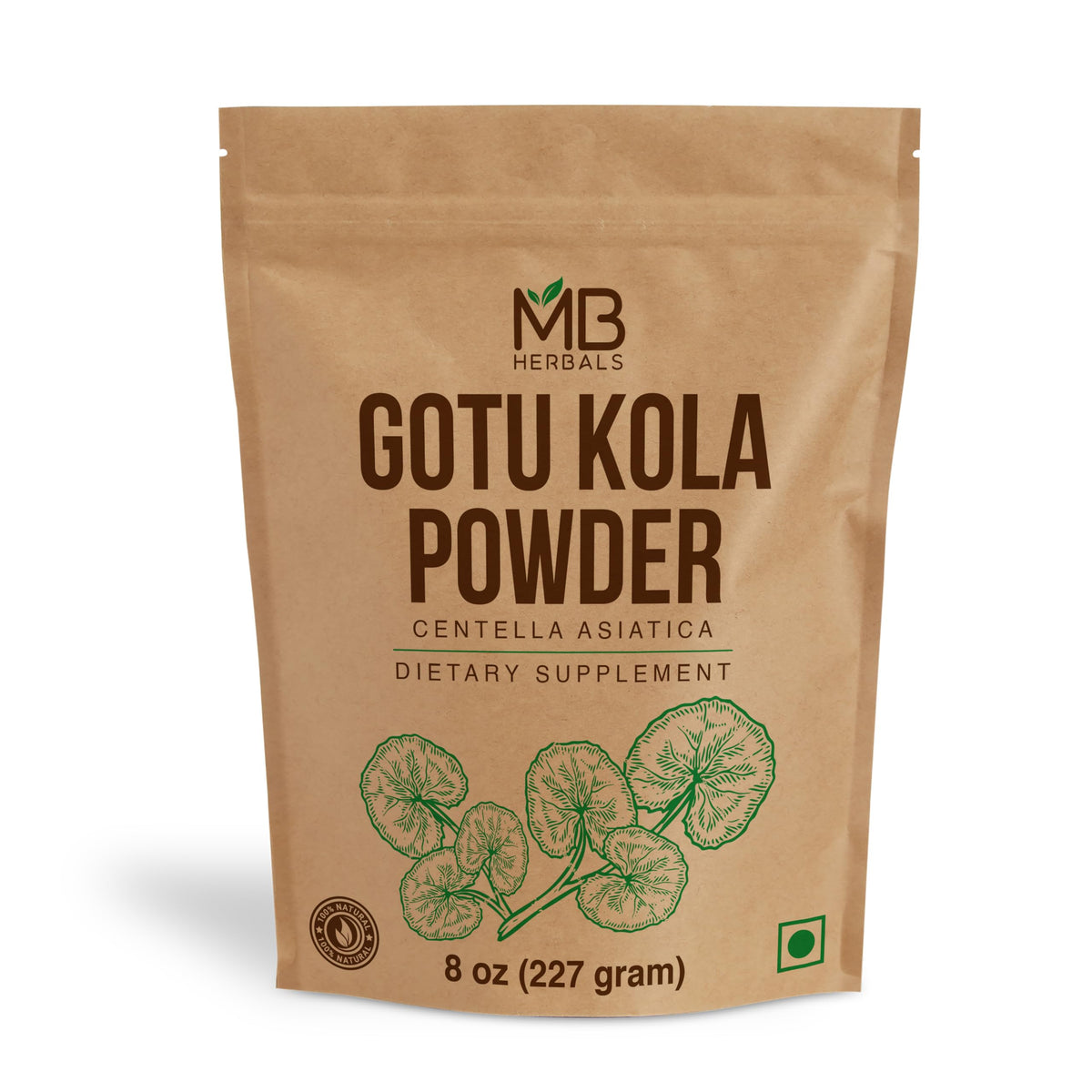 MB Herbals Gotu Kola Powder 227g front view packaging