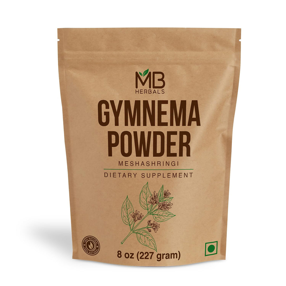 MB Herbals Gymnema Leaf Powder 227g front view