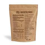 MB Herbals Manjishtha Powder 227g back view showing ingredients
