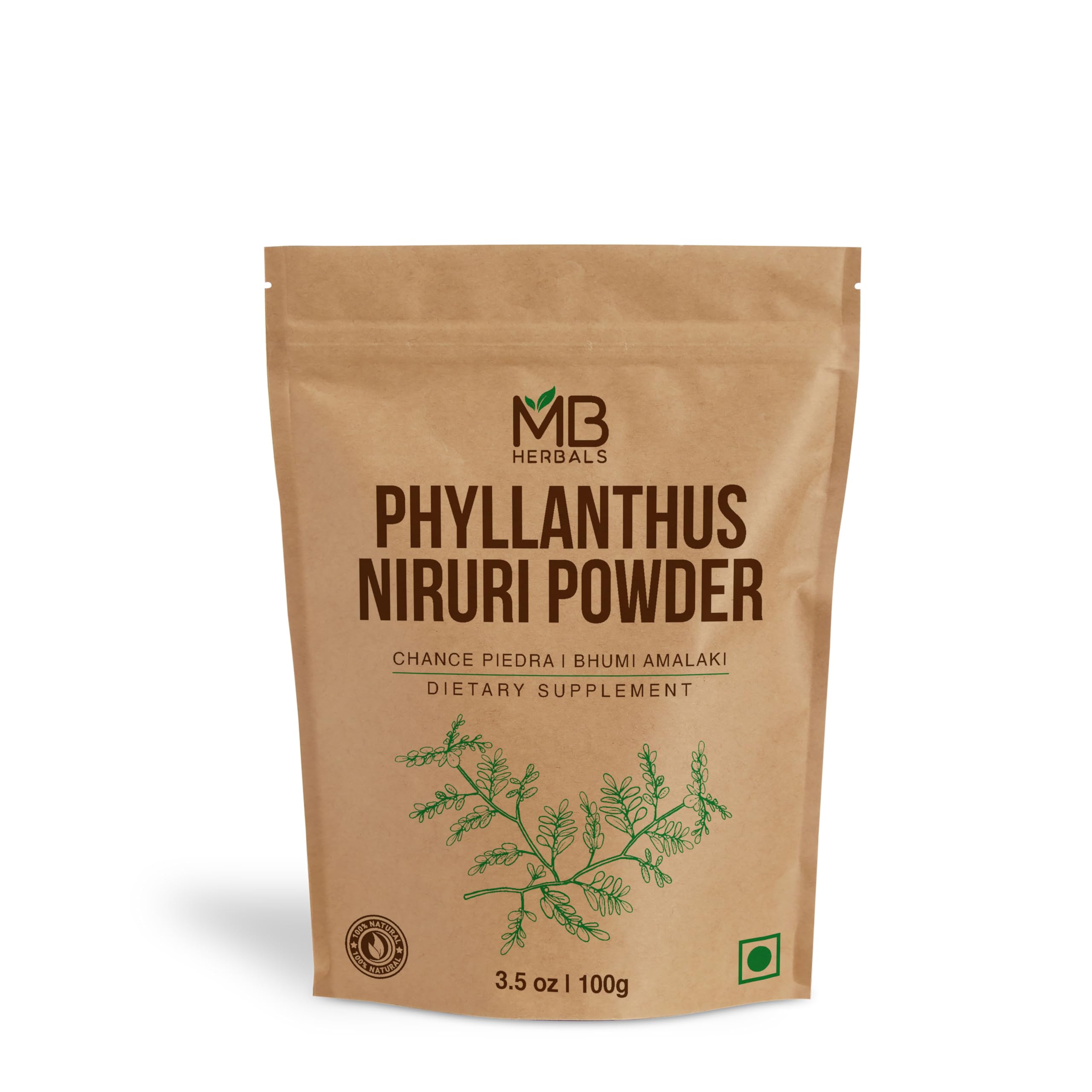MB Herbals Phyllanthus Niruri Powder 100g front view