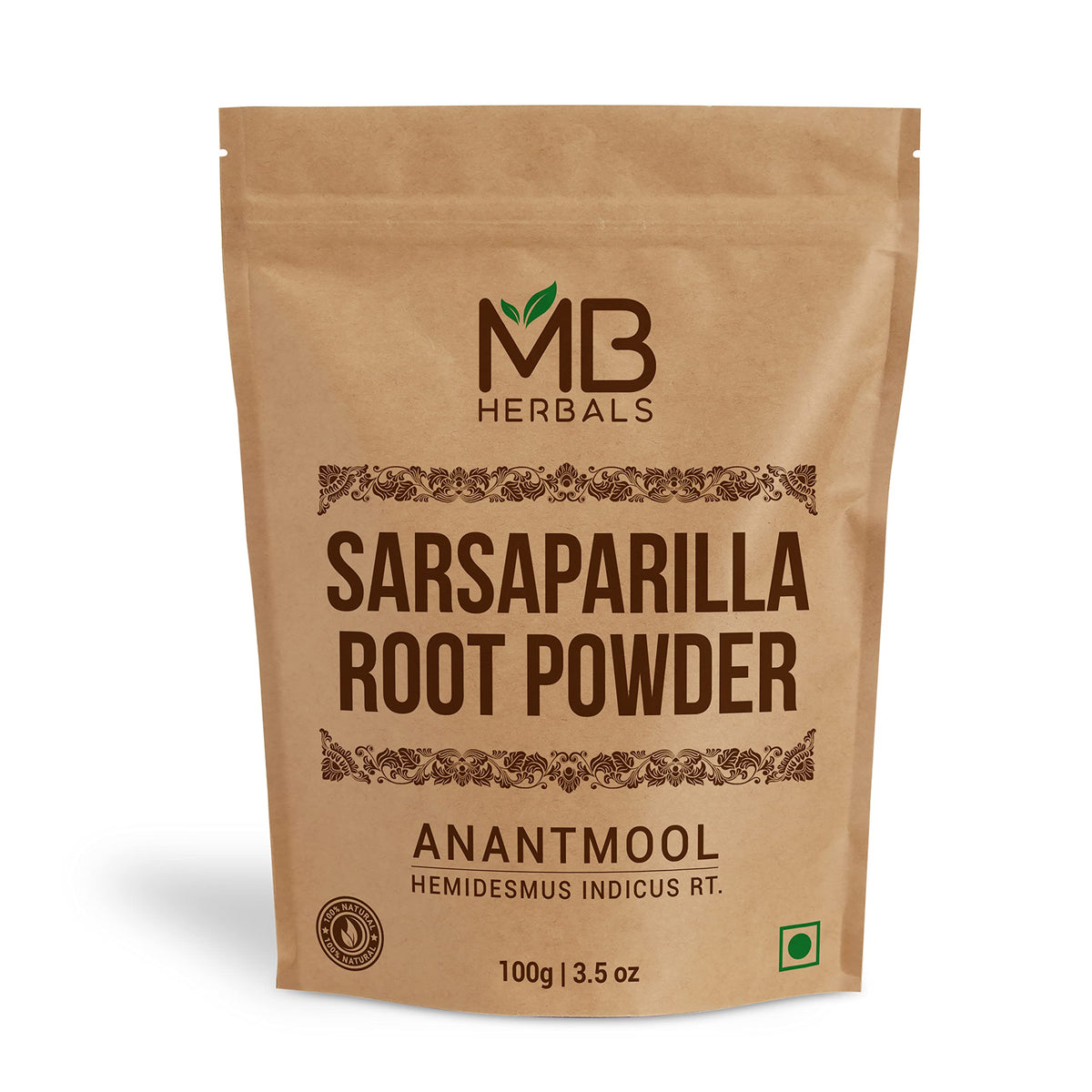 MB Herbals Sarsaparilla Powder 100g front view packaging