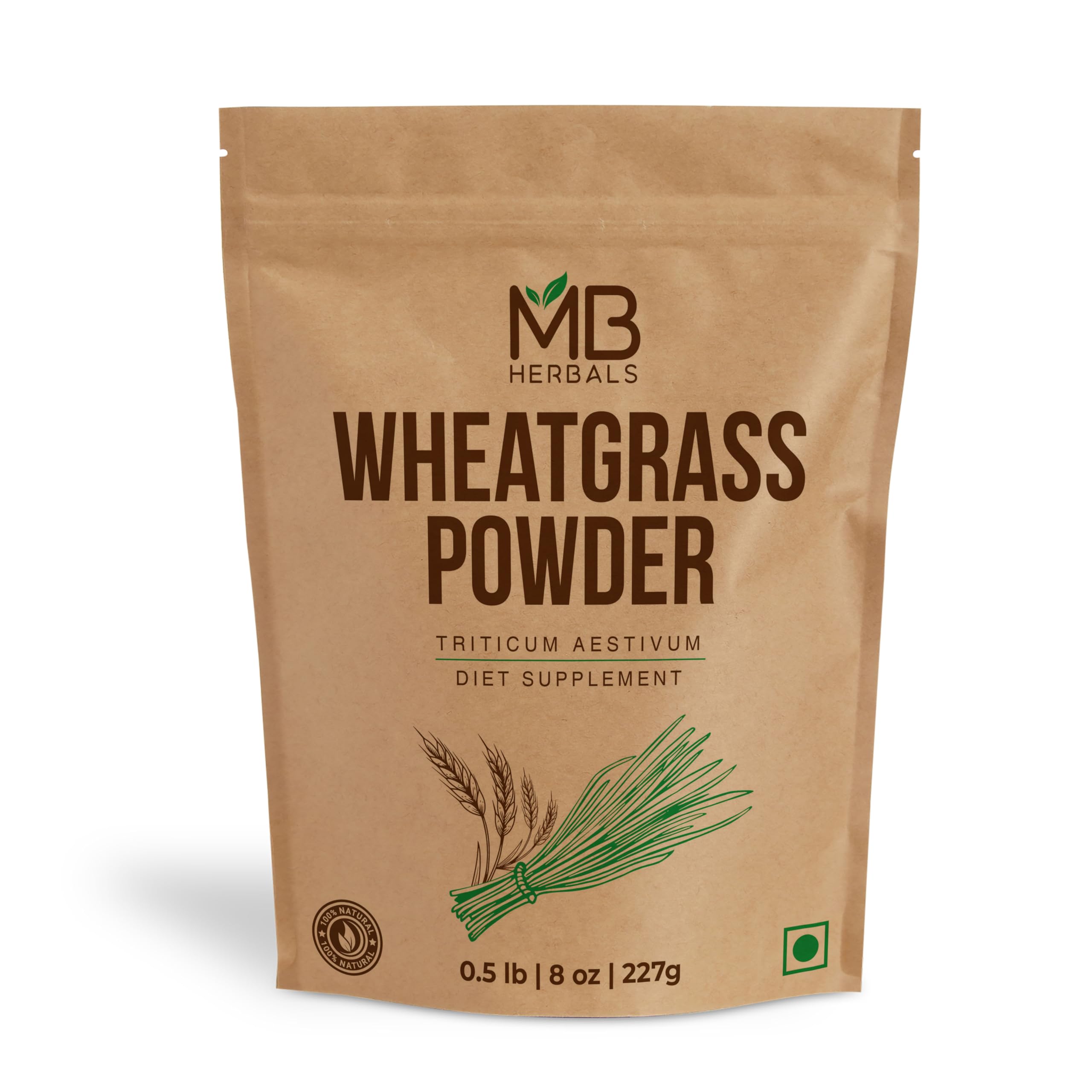 MB Herbals Wheatgrass Powder 240g front view packaging