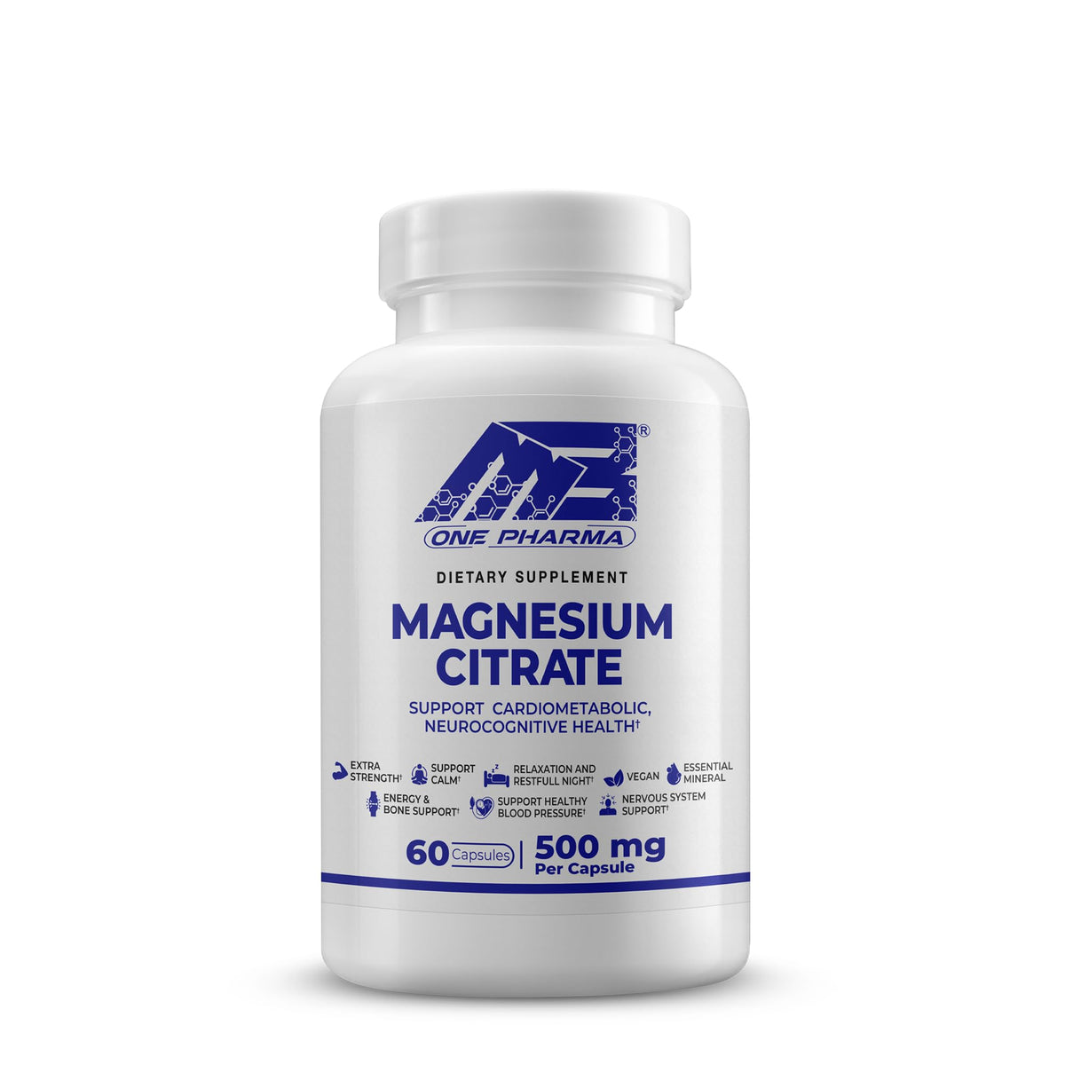 MB One Pharma Magnesium Citrate 500mg front view of bottle