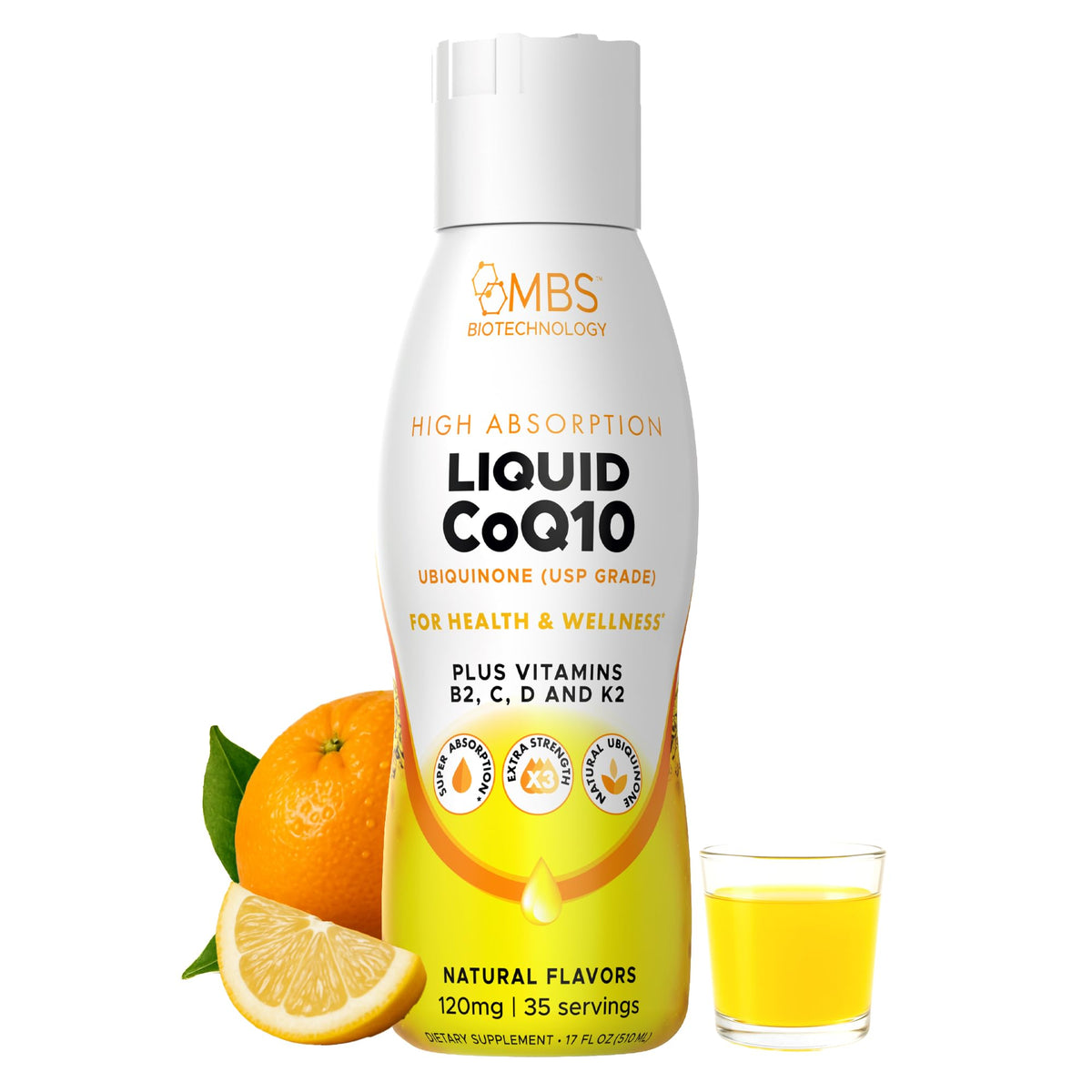 MBS Biotechnology Liquid CoQ10 Supplement 120mg front view