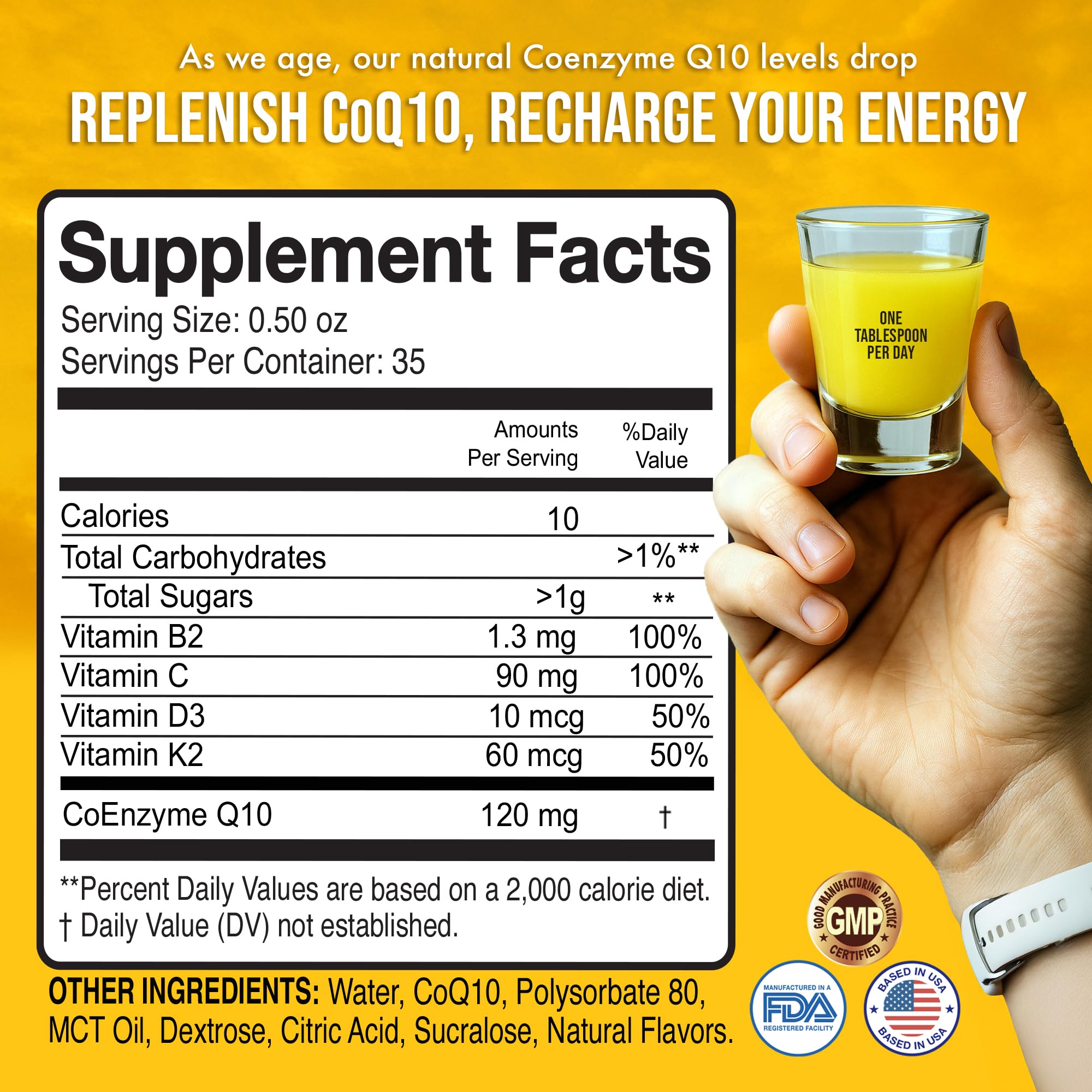 MBS Biotechnology Liquid CoQ10 Supplement 120mg side view