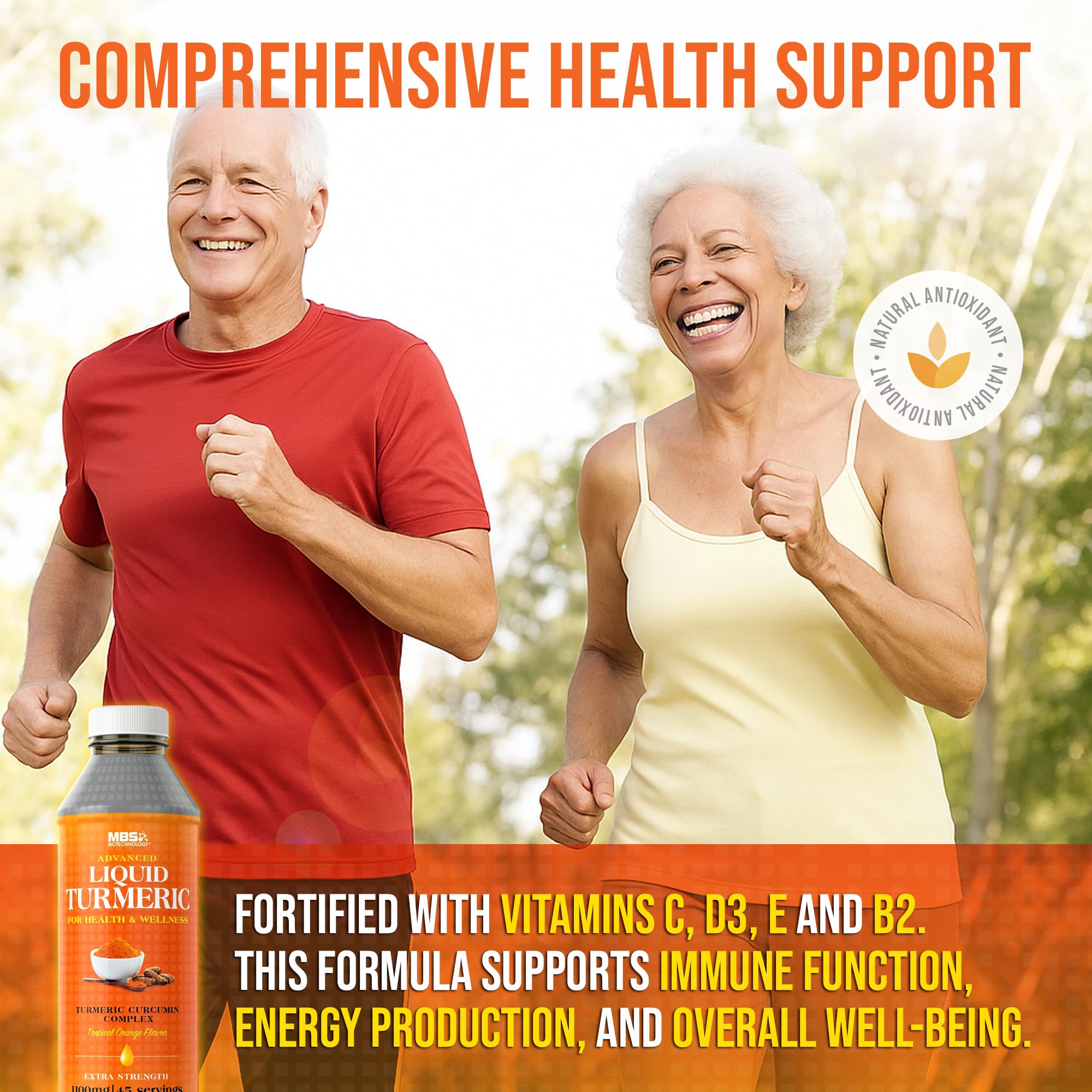 MBS Biotechnology Liquid Turmeric 1100mg in a glass