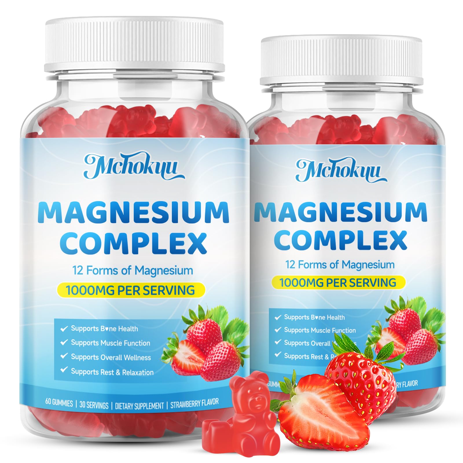 Mchokuu 12-in-1 Magnesium Gummies open bottle