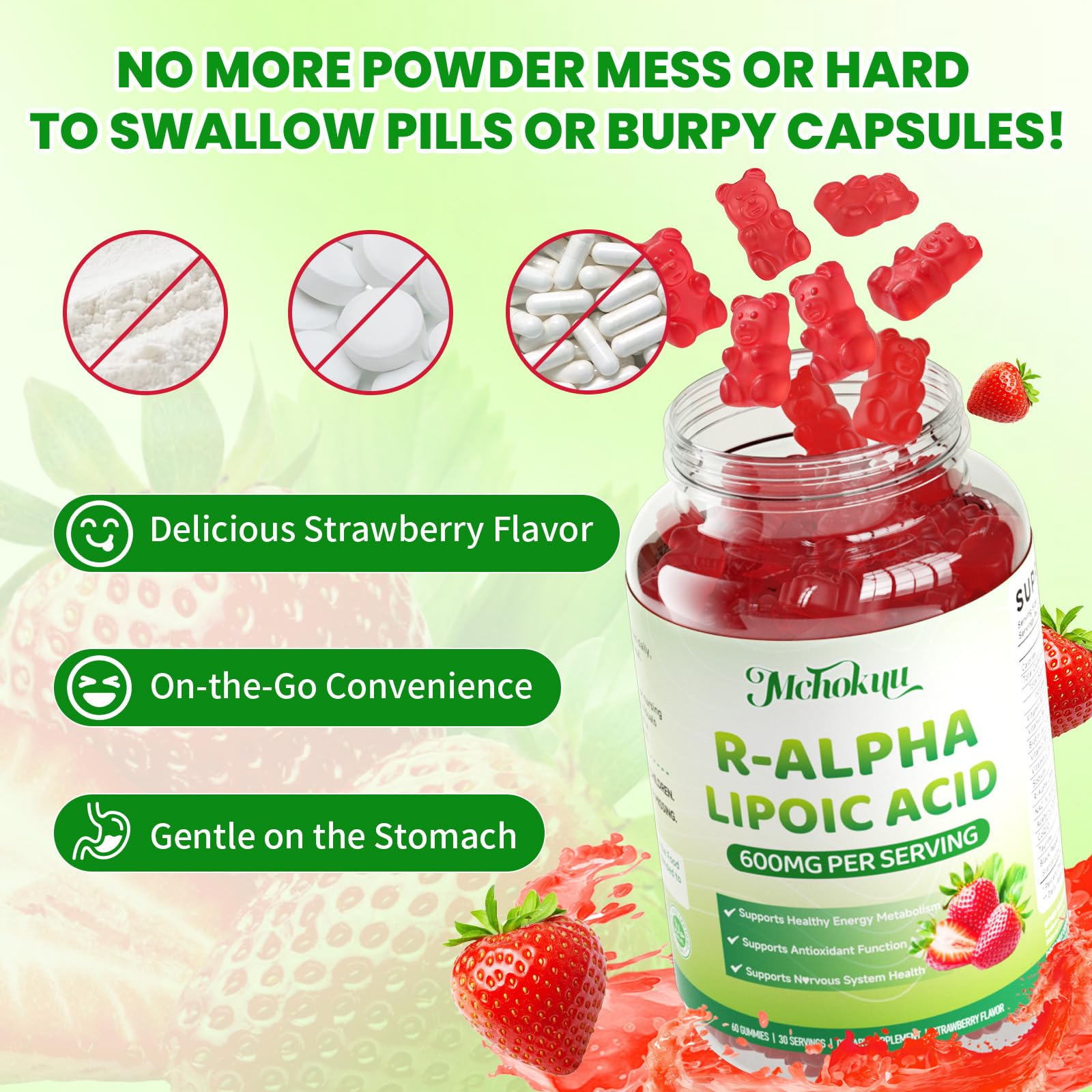 Mchokuu Alpha Lipoic Acid Gummies close-up of gummies