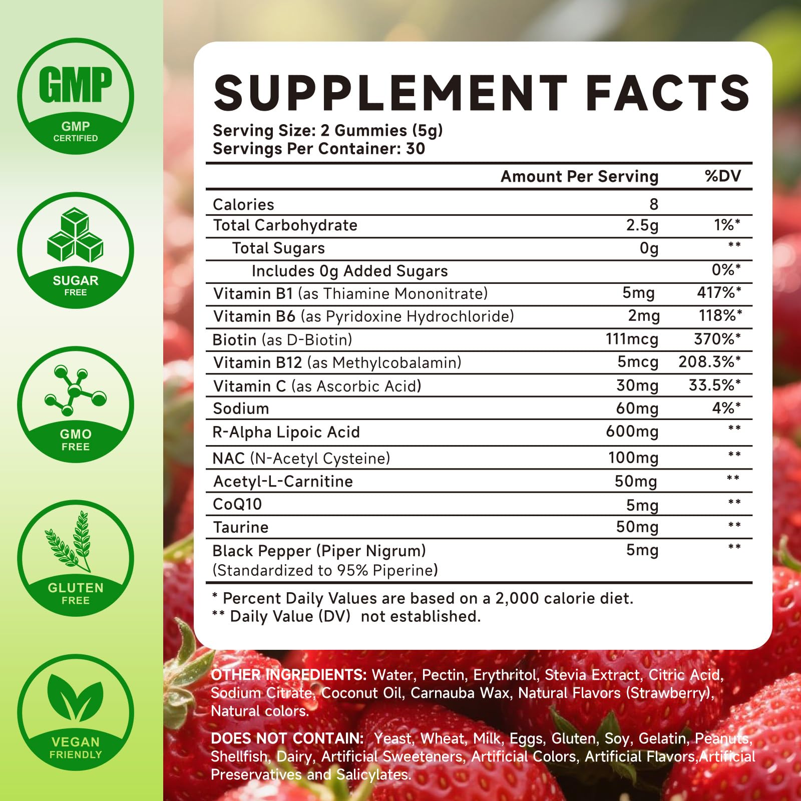 Mchokuu Alpha Lipoic Acid Gummies strawberry flavour close-up