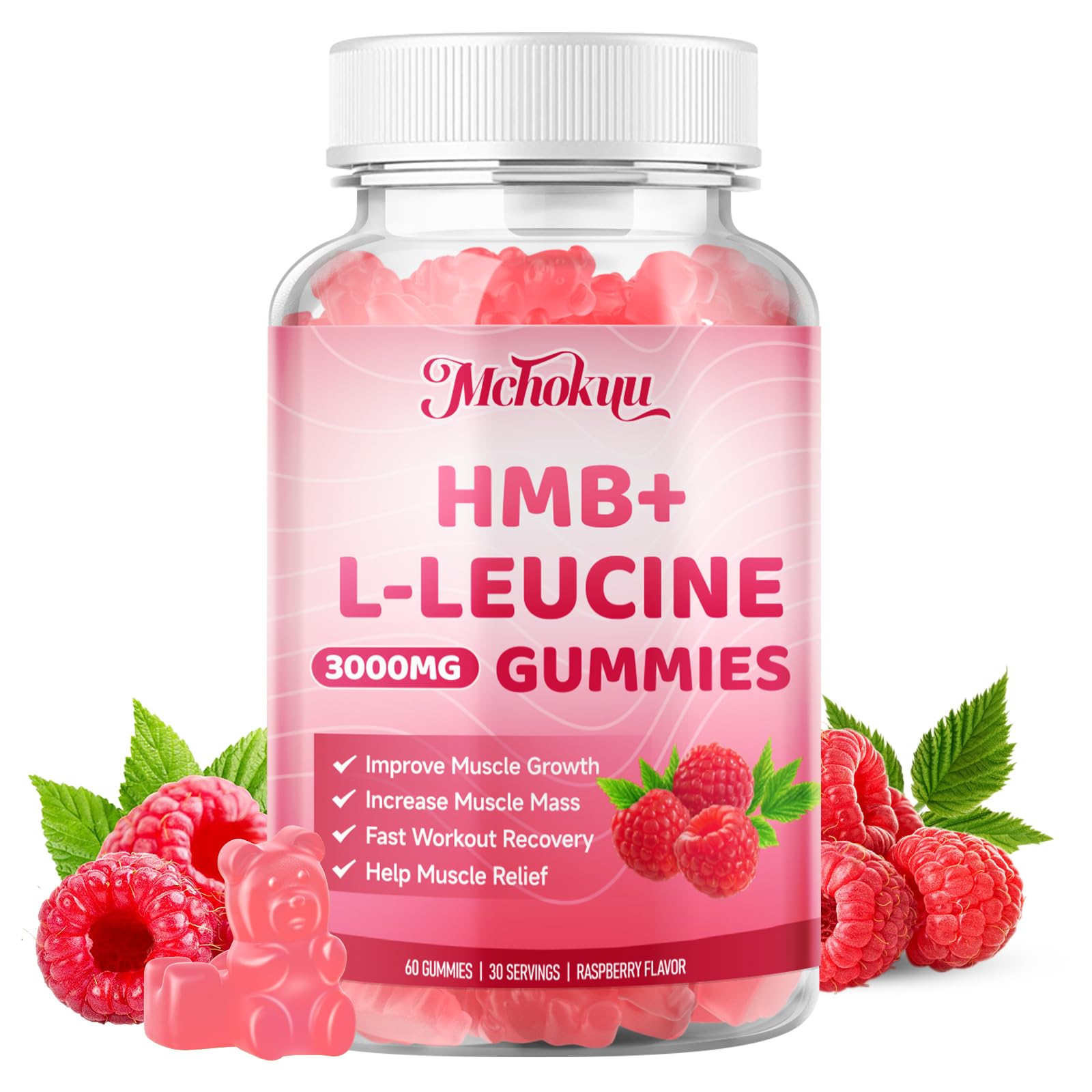 Mchokuu HMB & L-Leucine Gummies bottle front view
