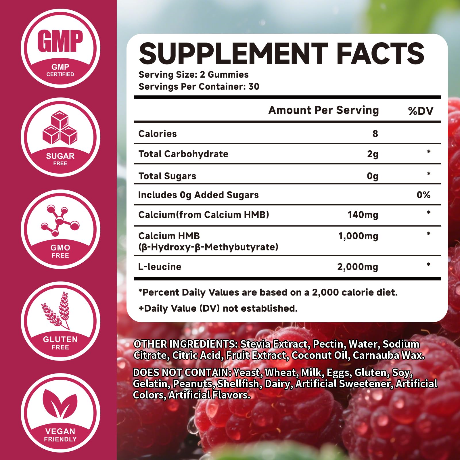 Mchokuu HMB & L-Leucine Gummies raspberry flavour gummies