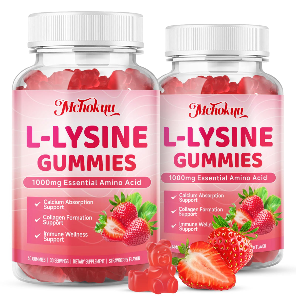 Mchokuu L-Lysine Gummies 1000mg bottle front view