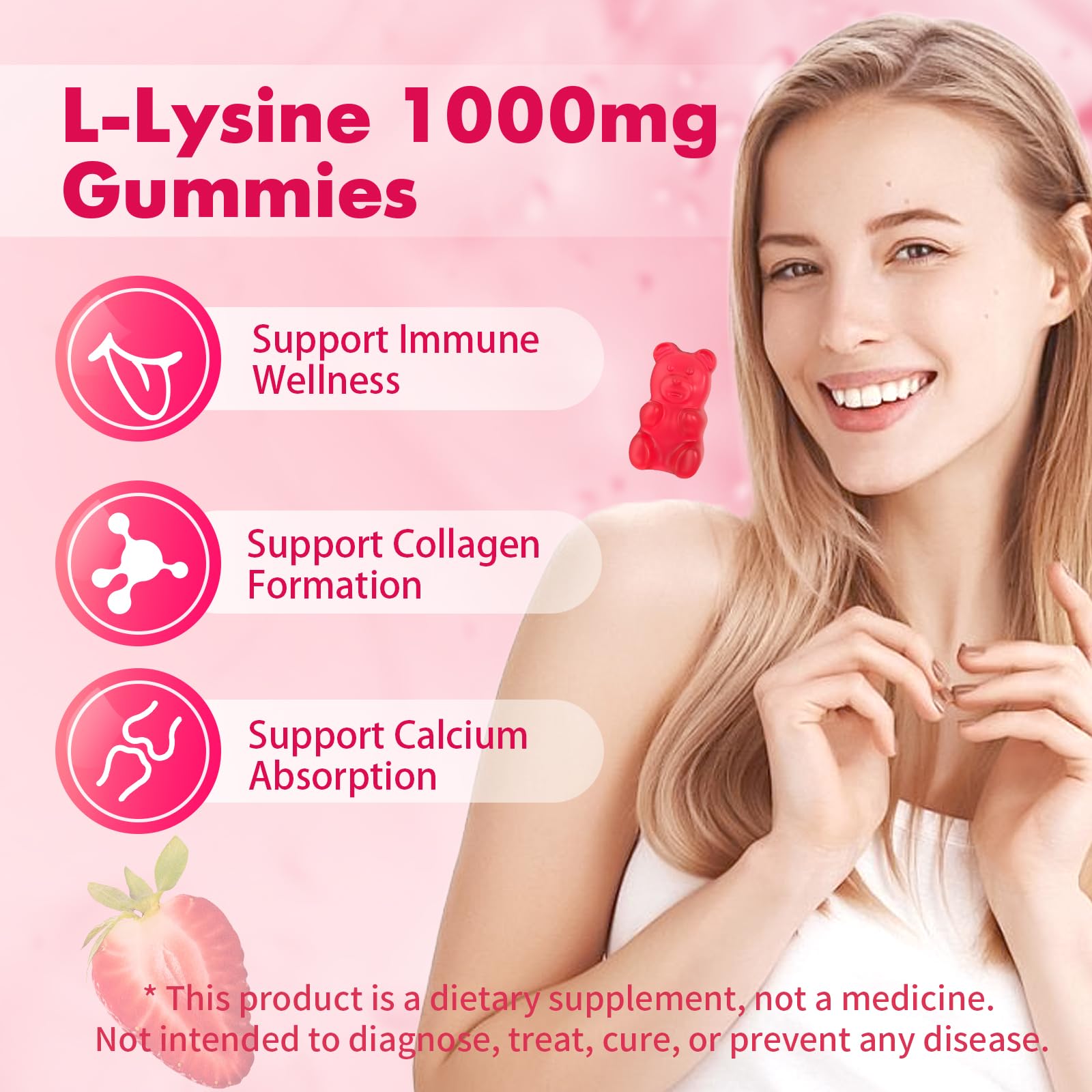 Mchokuu L-Lysine Gummies 1000mg bottle with 60 gummies