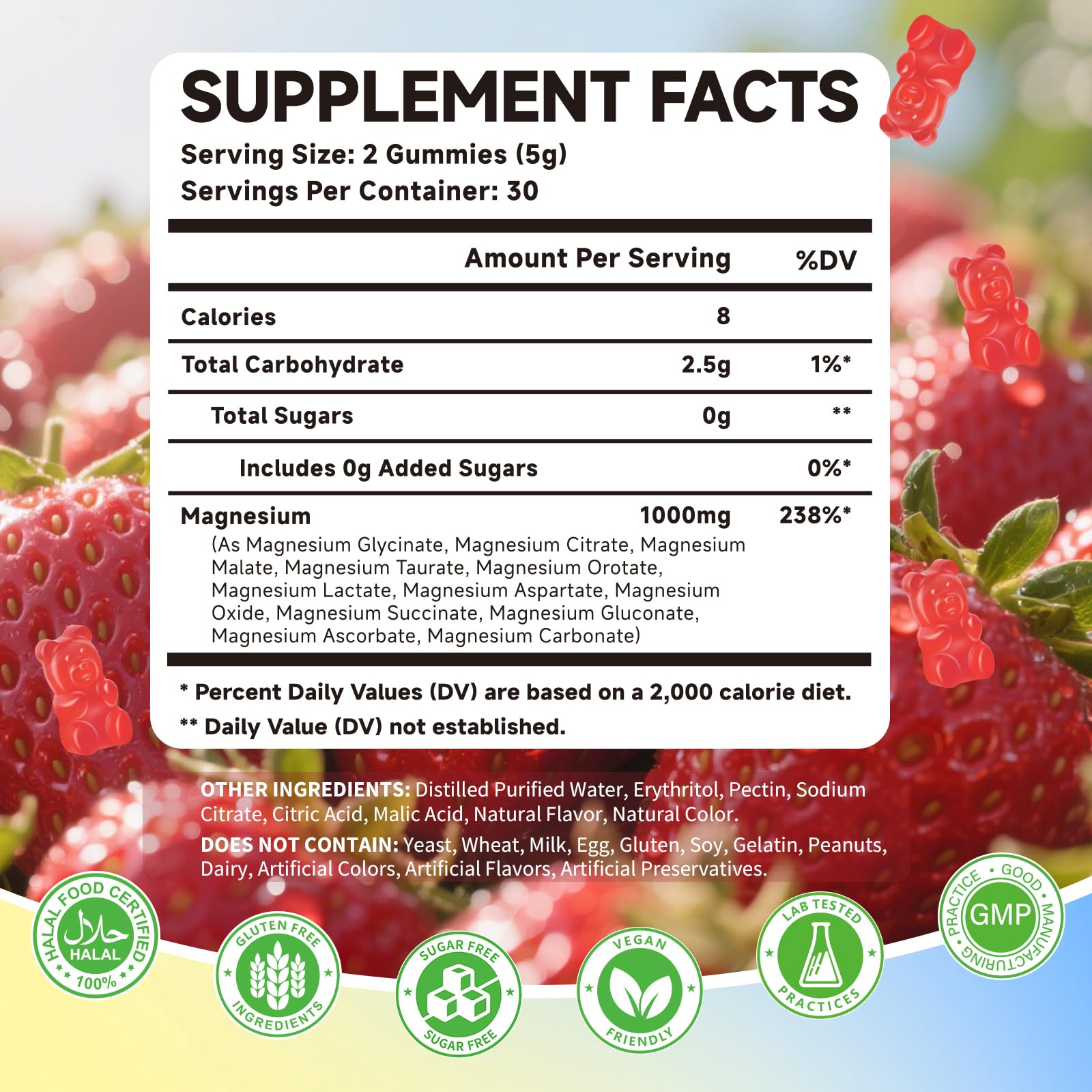 Mchokuu Magnesium Gummies packaging side view