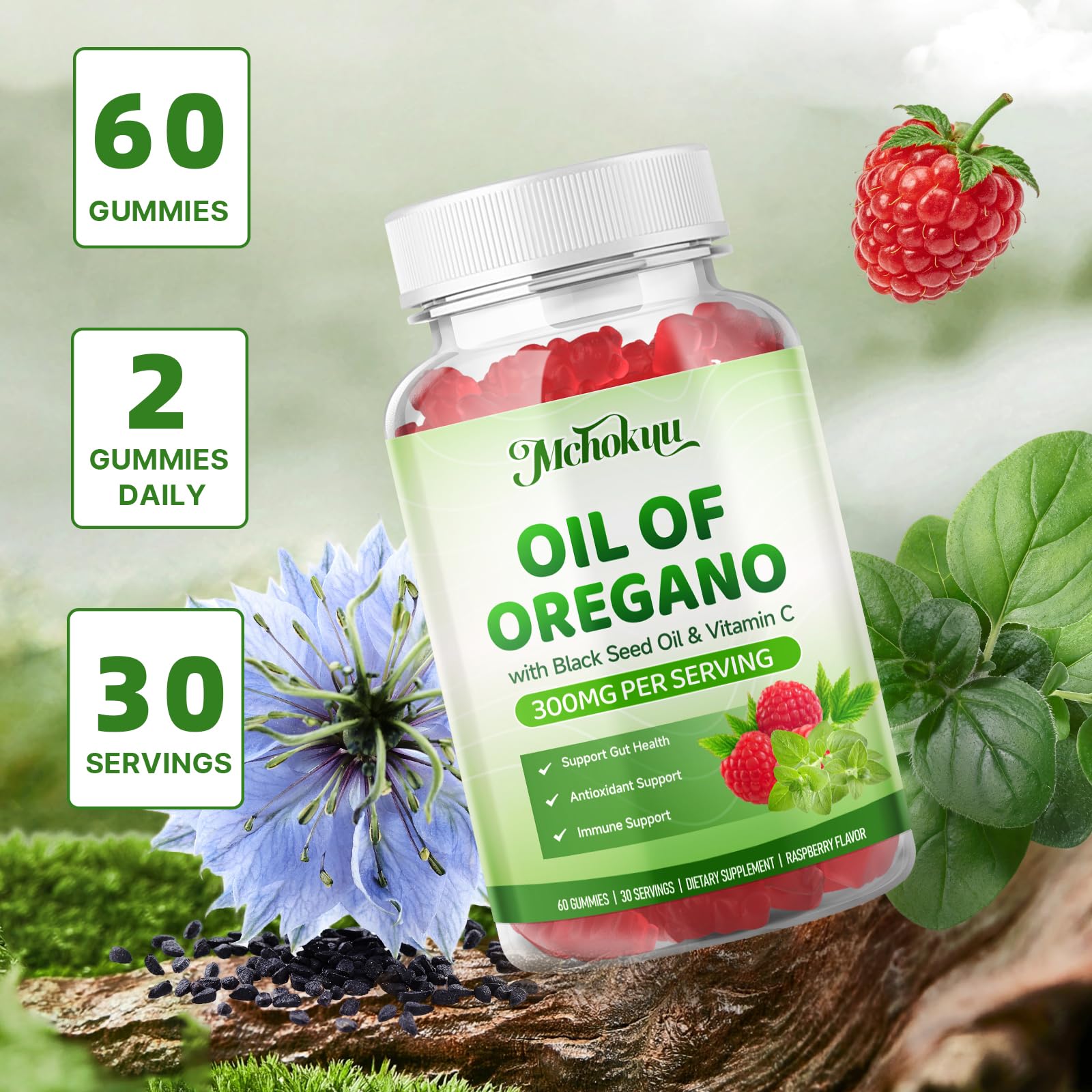 Mchokuu Oregano Oil & Black Seed Oil Gummies lifestyle scene
