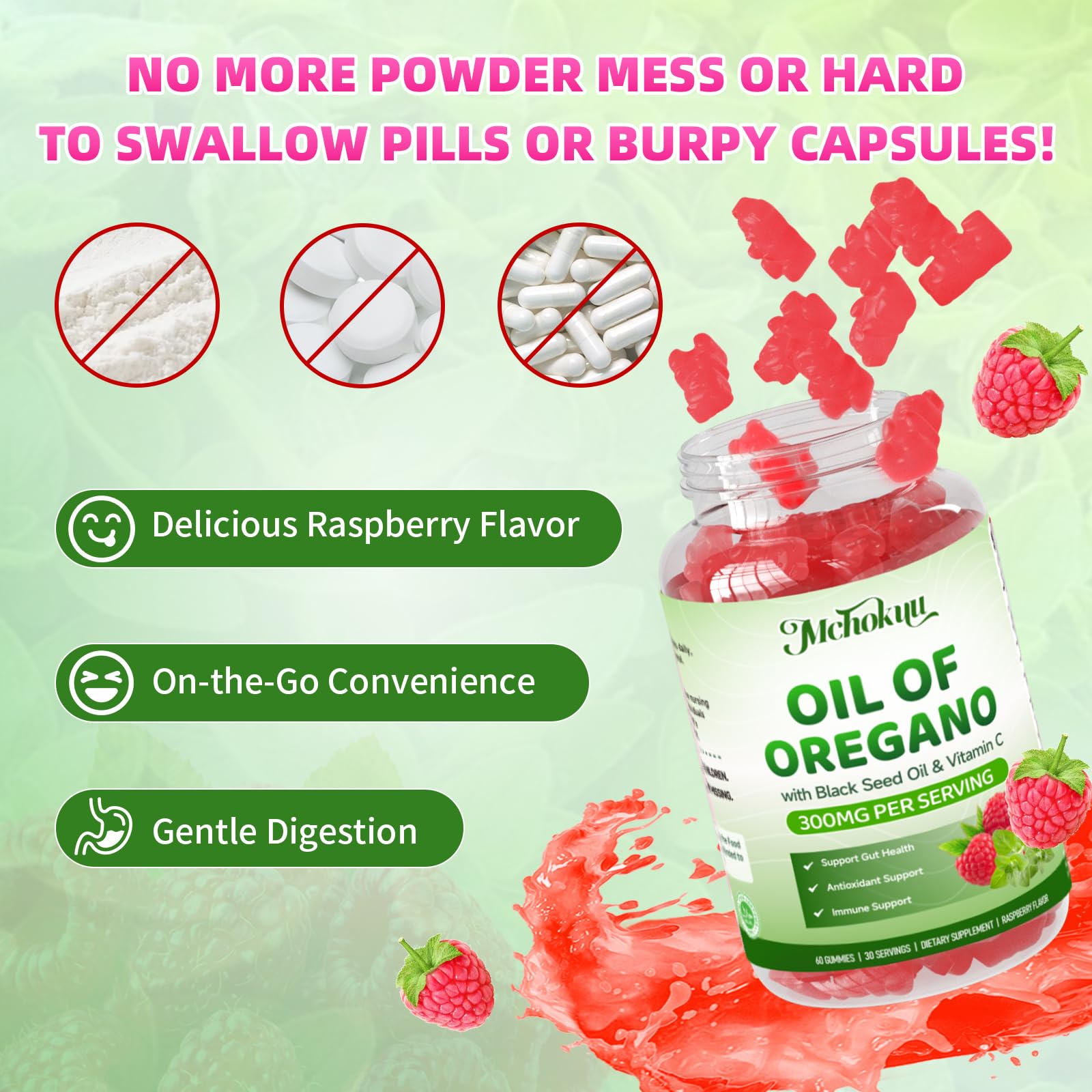 Mchokuu Oregano Oil & Black Seed Oil Gummies nutritional information