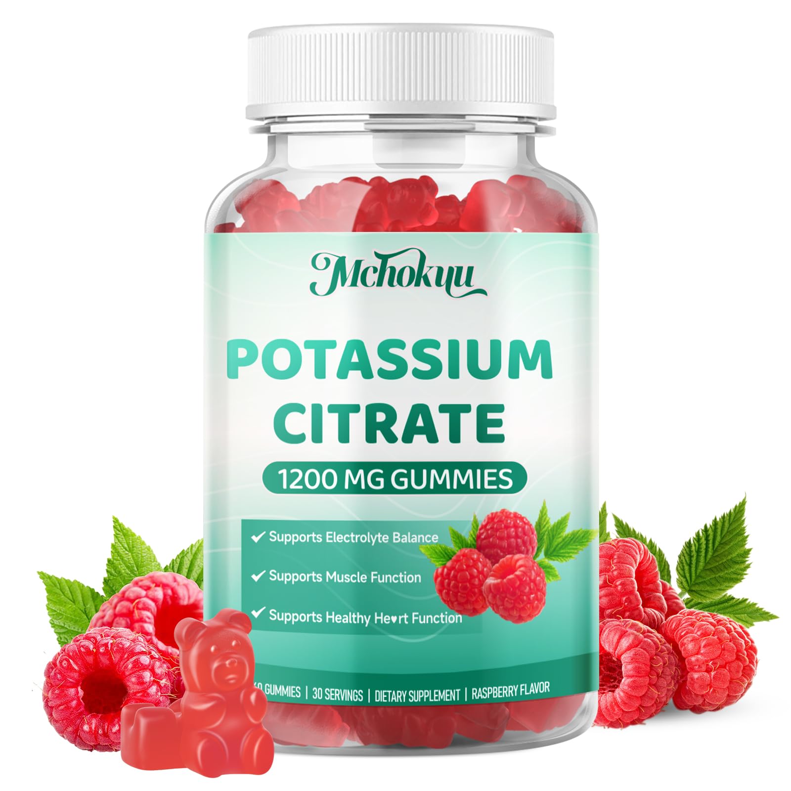 Mchokuu Potassium Citrate Gummies open bottle view