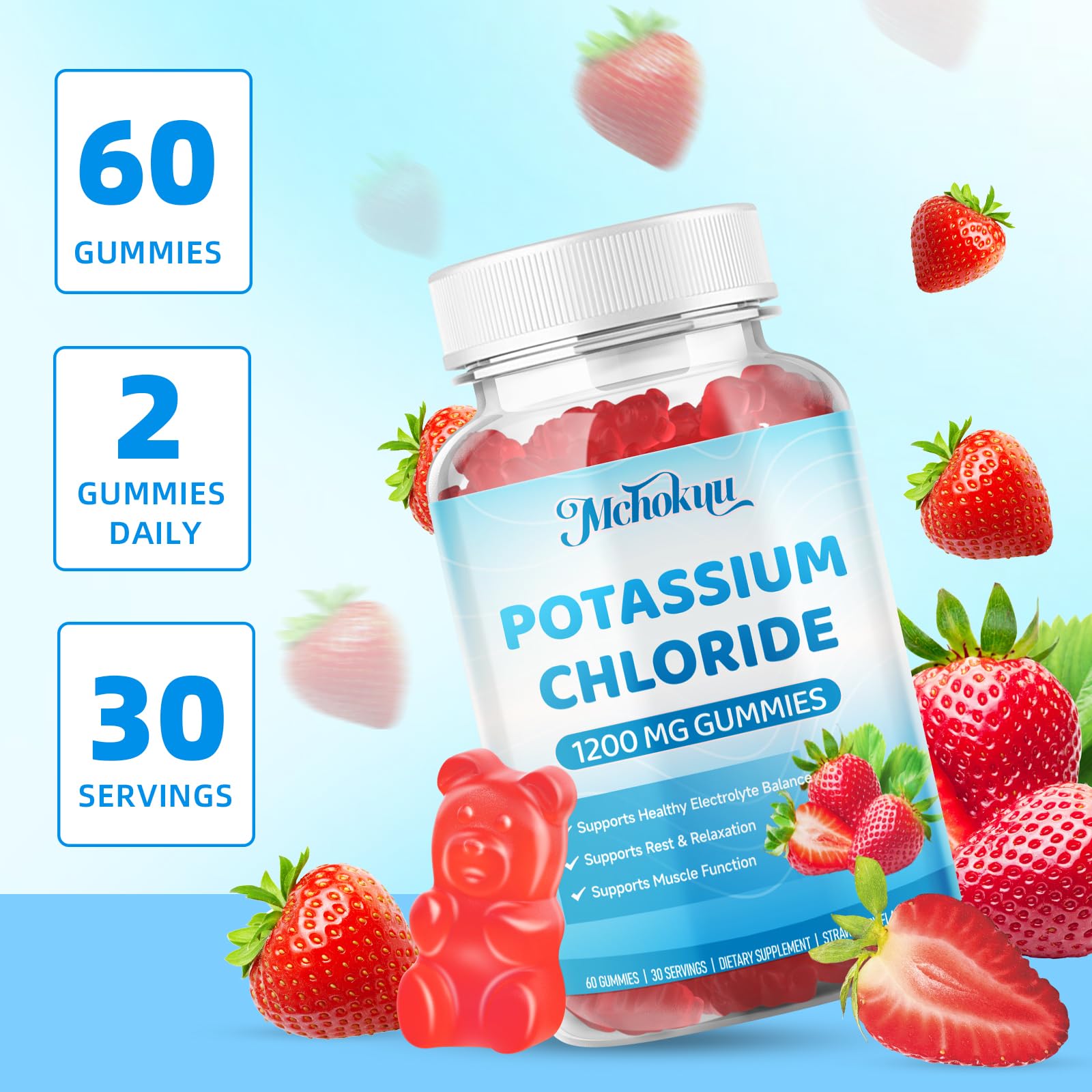 Mchokuu Potassium Gummies bottle back view
