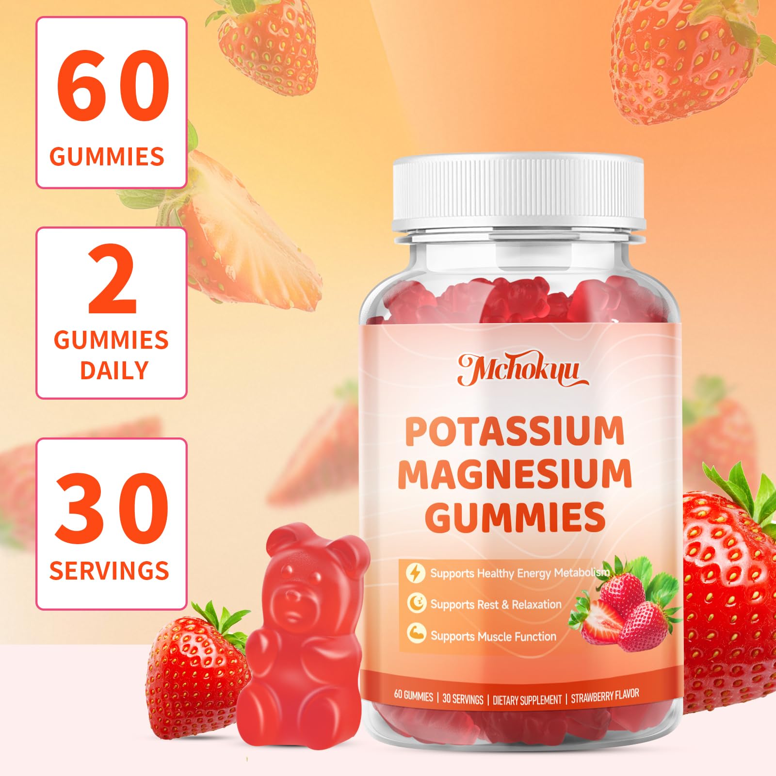 Mchokuu Potassium Magnesium Gummies with fresh fruit