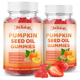Mchokuu Pumpkin Seed Oil Gummies displayed with fresh pumpkin seeds