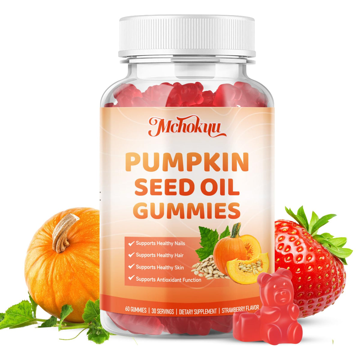 Mchokuu Pumpkin Seed Oil Gummies front view with packaging