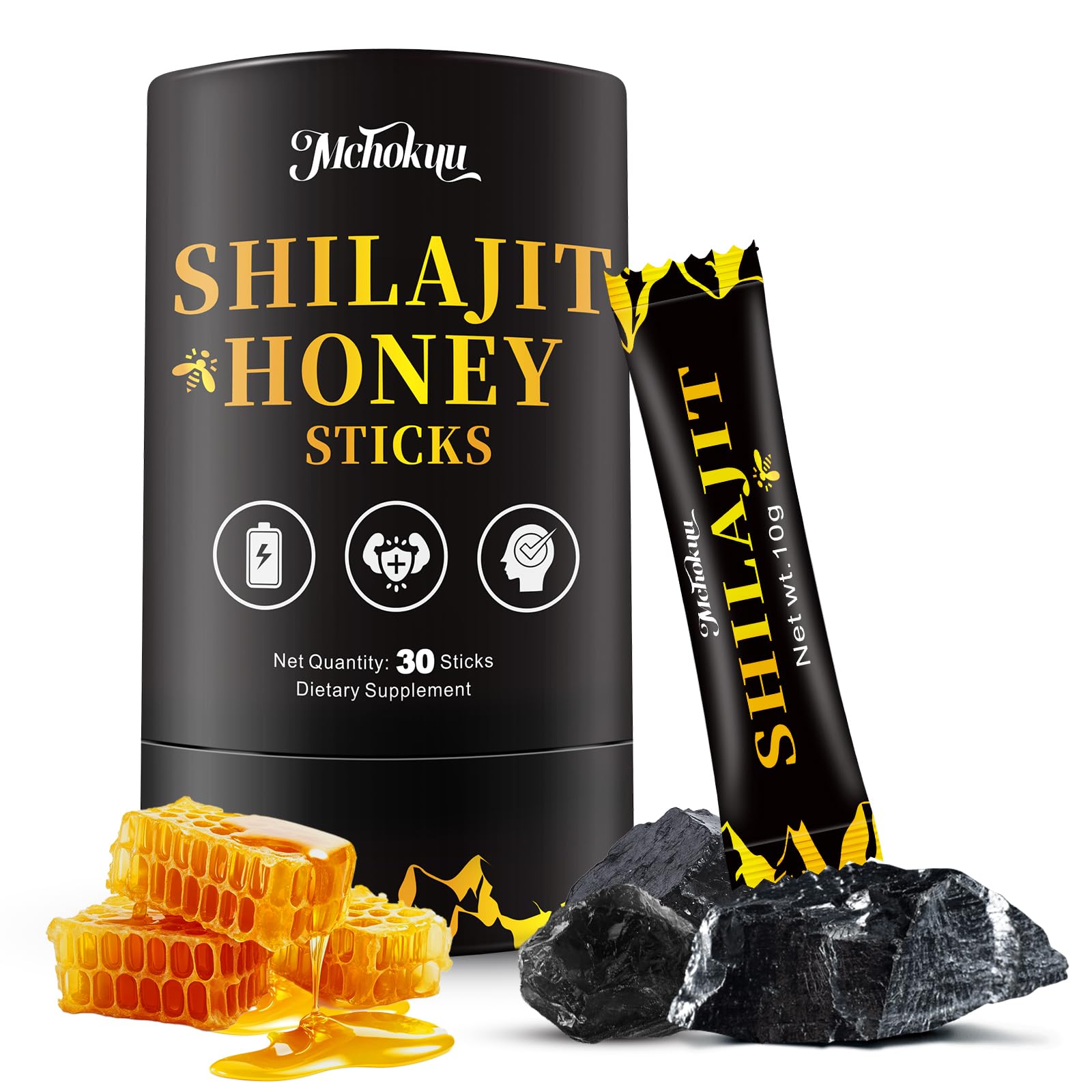 Mchokuu Shilajit honey sticks packaging front view