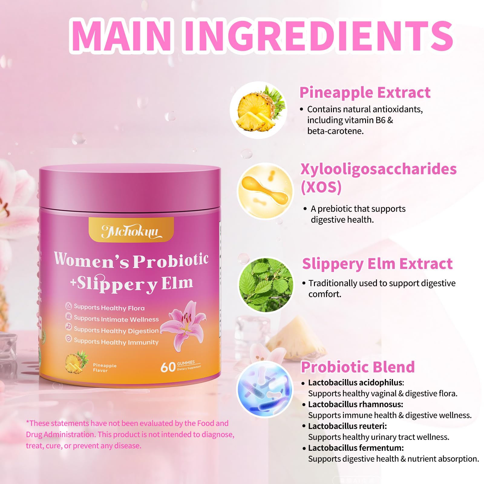 Mchokuu Slippery Elm Gummies for Women nutrition facts