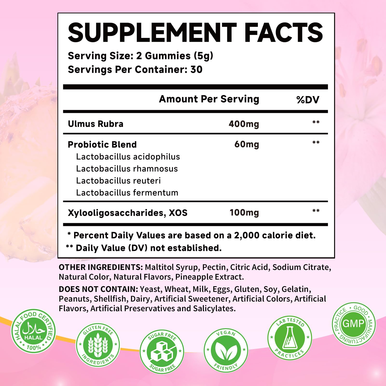 Mchokuu Slippery Elm Gummies for Women pineapple flavour