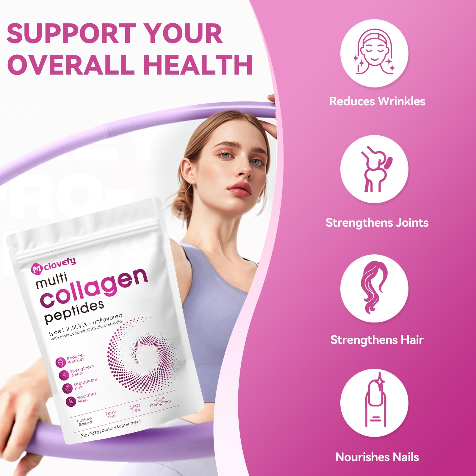 Mclovefy Multi Collagen Peptides Powder 935g back view