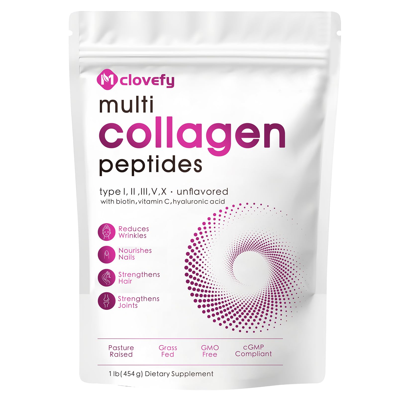 Mclovefy Multi Collagen Peptides Powder front view with packaging